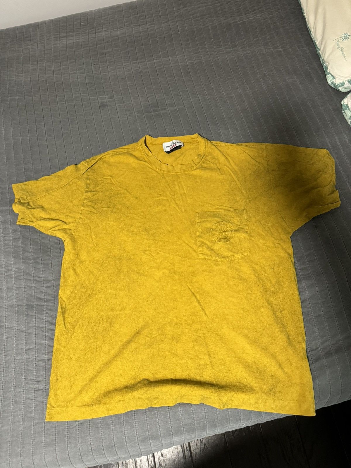 image of Yellow Supreme X Stone Island T Shirt in Mustard, Men's (Size Large)