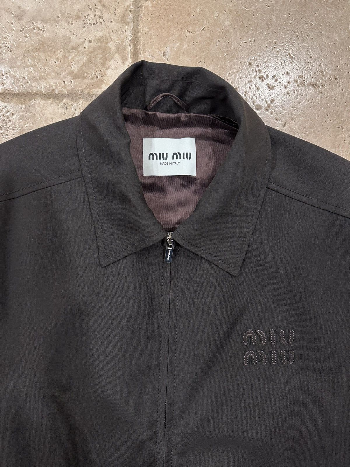 Miu Miu Miu Miu Mohair Blouson Zip Bomber Ebony Brown Light Jacket Size M / US 6-8 / IT 42-44 - 7 Thumbnail