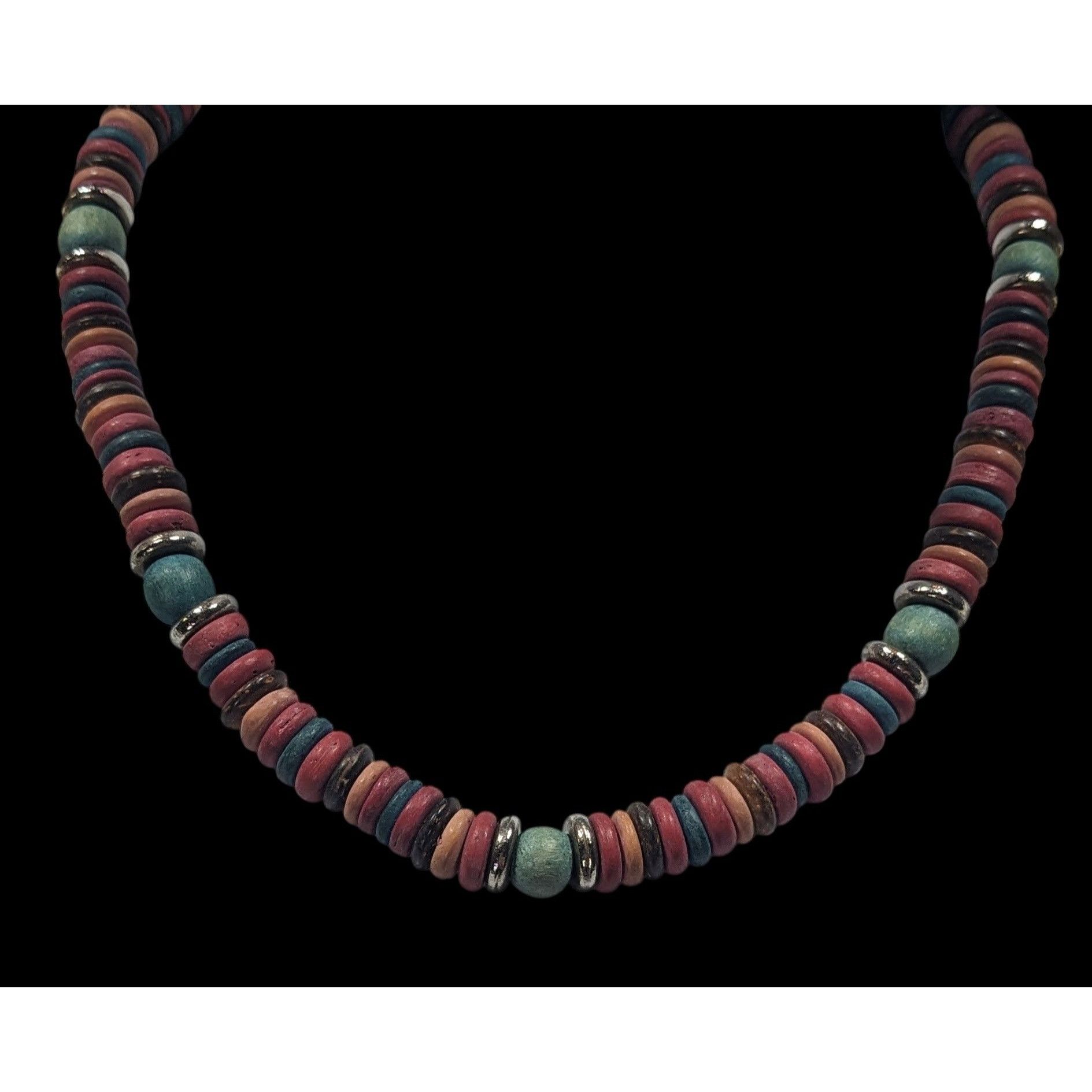 Other Retro Bohemian Rainbow Wood Disc Beaded Necklace Size ONE SIZE - 2 Thumbnail