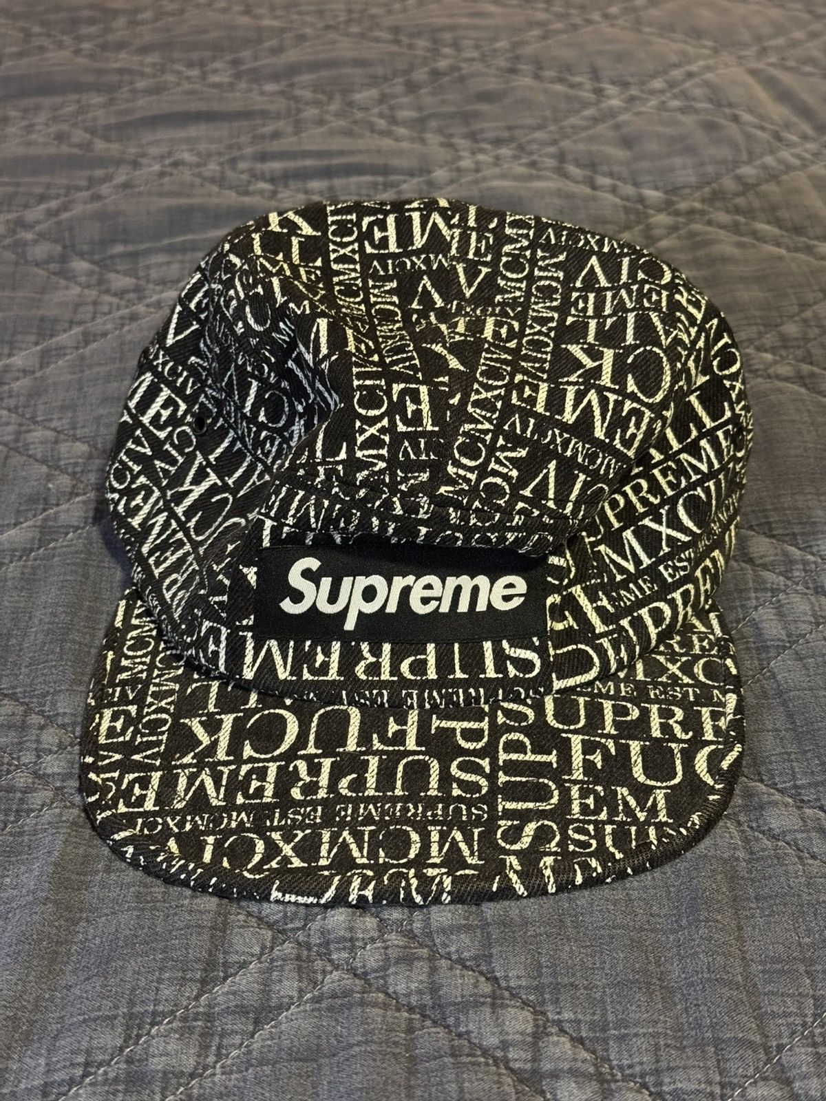 Supreme Supreme Denim Fuck Em All FW 2015 Hat Size ONE SIZE - 1 Thumbnail
