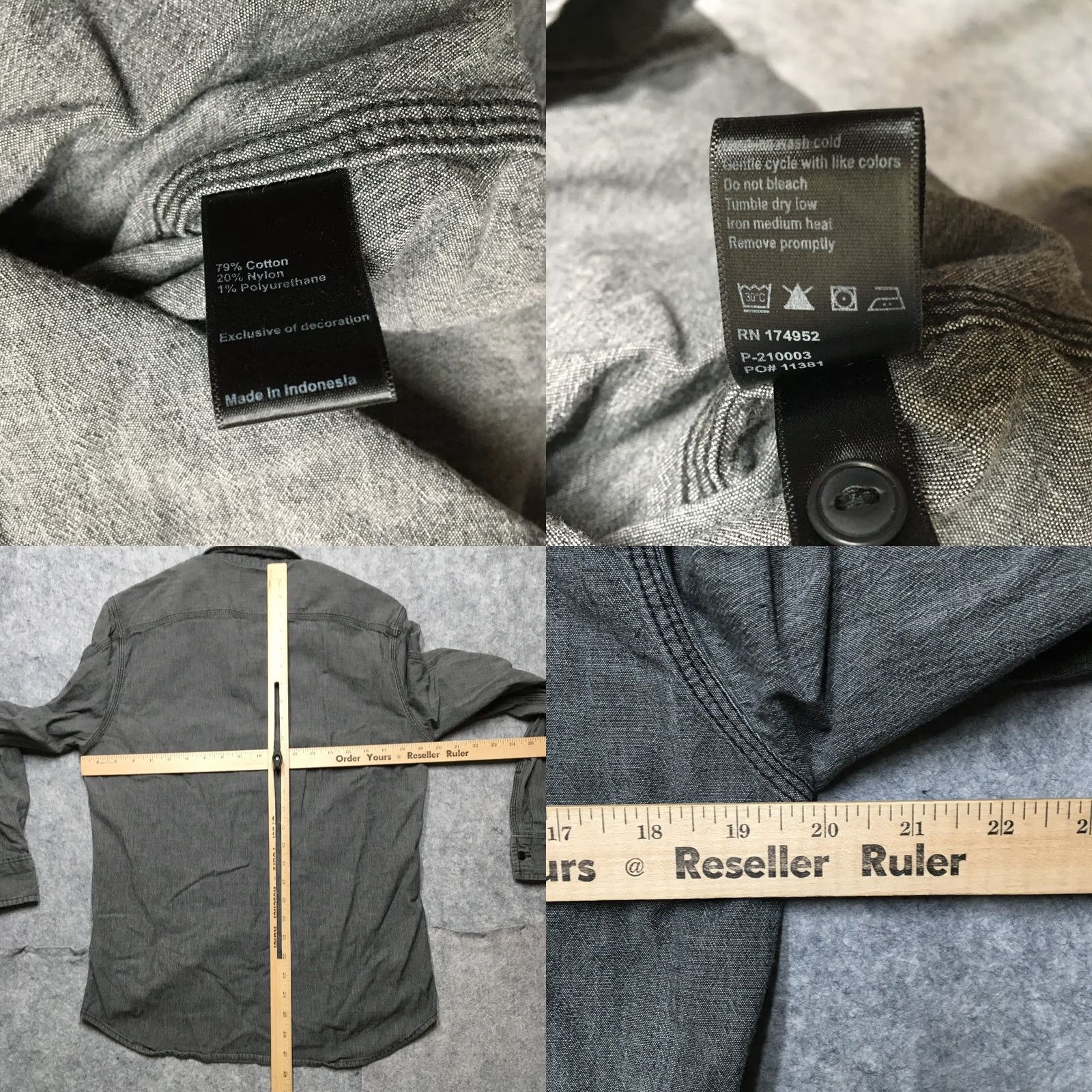 Vintage PROOF Denim Shirt Mens M Gray Button-Up Collared Long Sleeve Casual Travel Workwear Shirt - XL? Size US XL / EU 56 / 4 - 8 Thumbnail