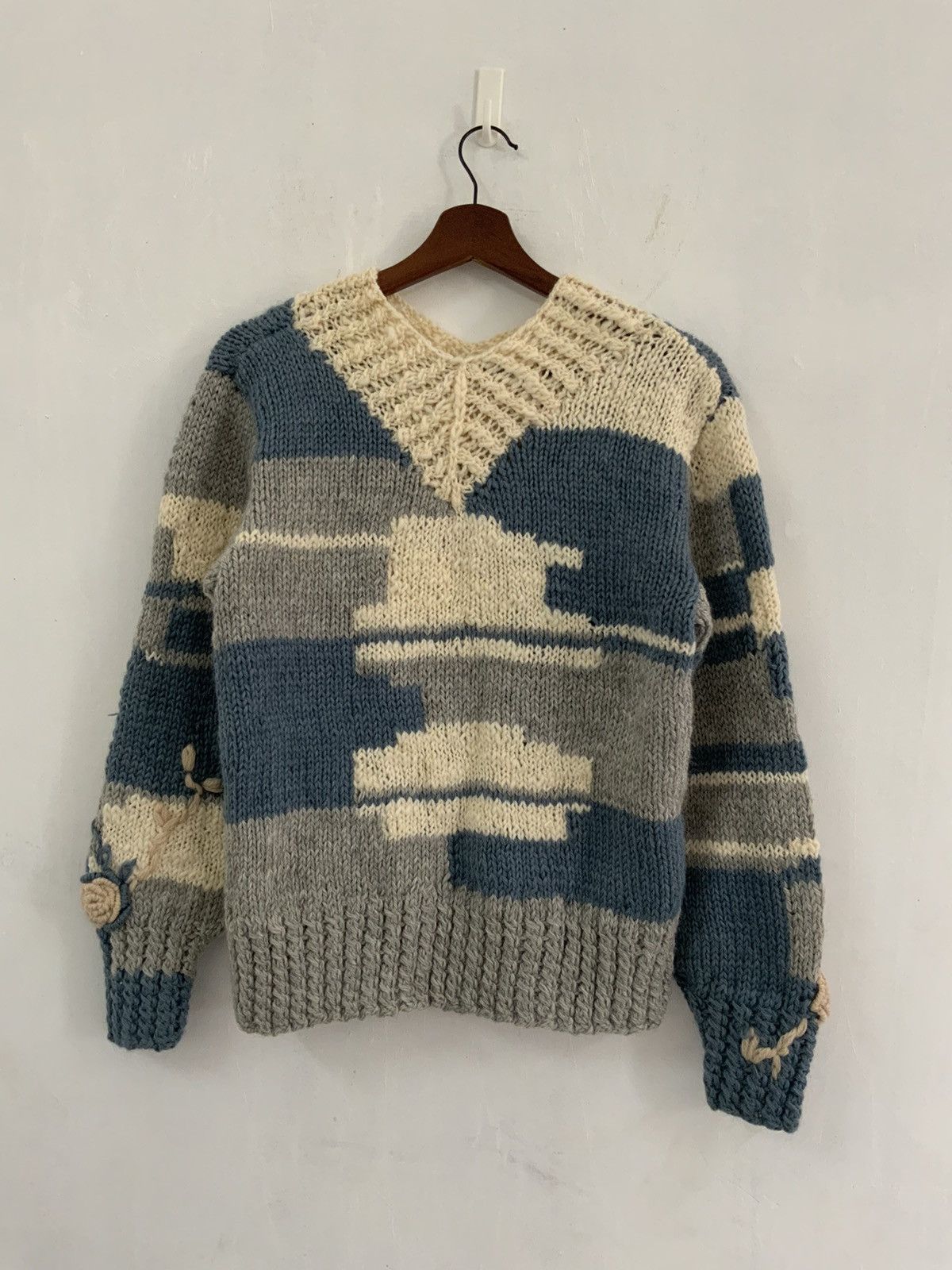 Handmade Cross Stich Flower Handmade Knitwear Size US M / EU 48-50 / 2 - 2 Thumbnail