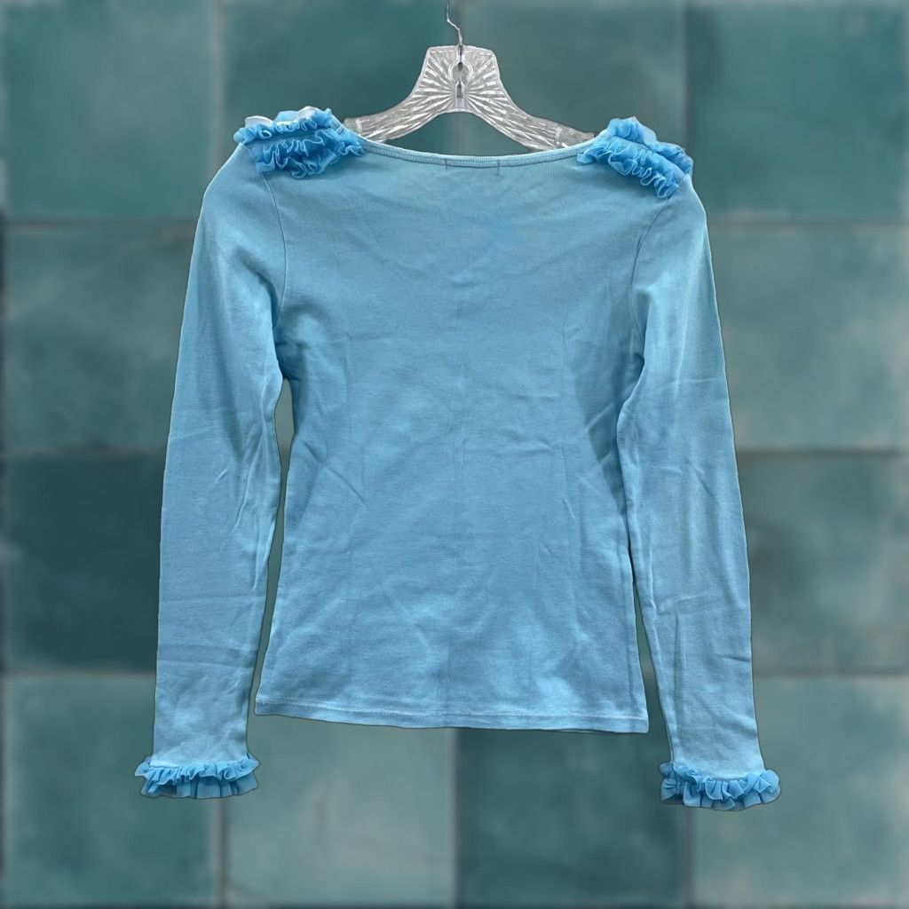 Vintage VINTAGE Y2K Japanese Top Shirt XS Small Glitter Ruffle Harajuku Kawaii Kidcore Shirt Size S / US 4 / IT 40 - 1 Thumbnail