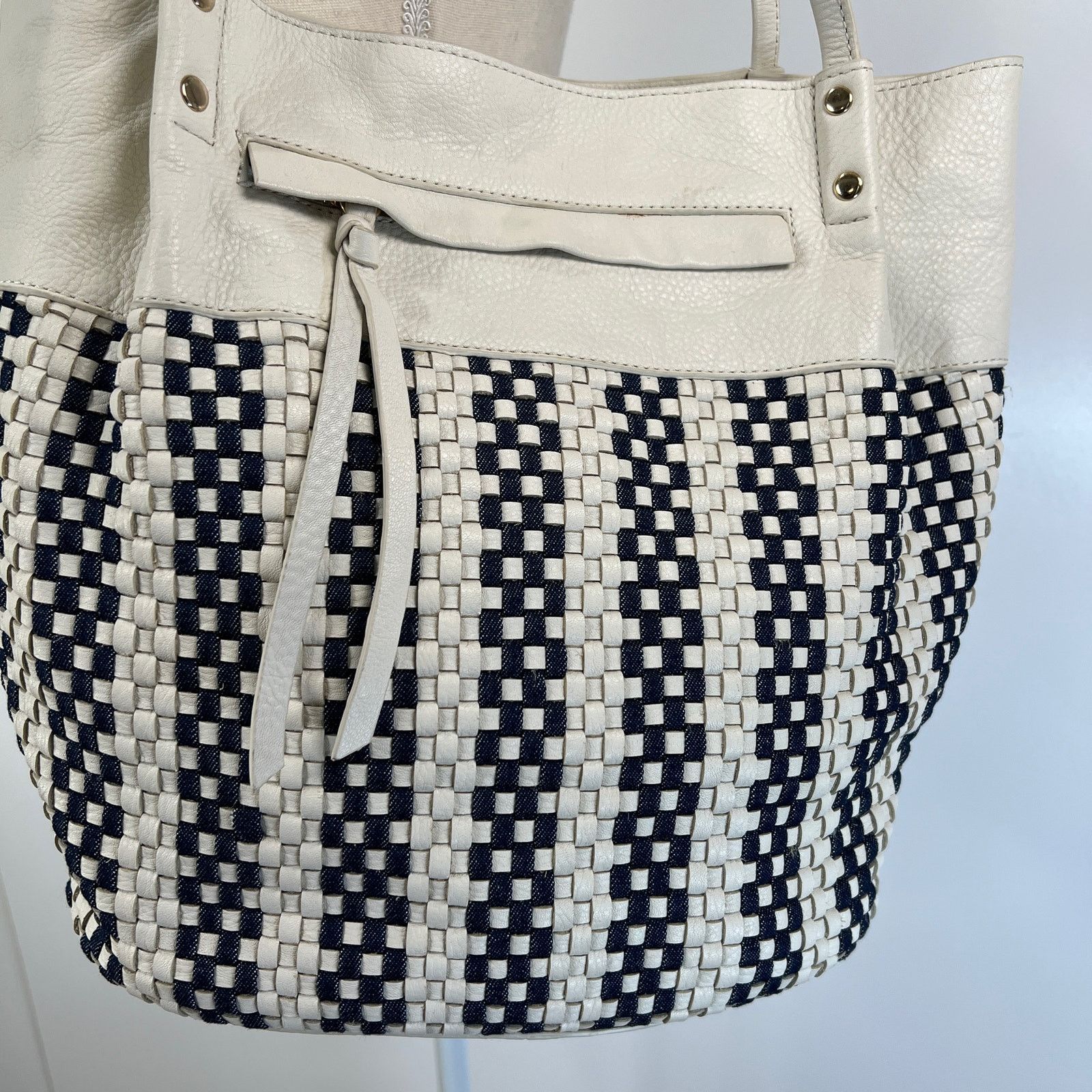 Other Kooba Leather Brown Shoulder Bag Tote White Denim Size ONE SIZE - 10 Thumbnail