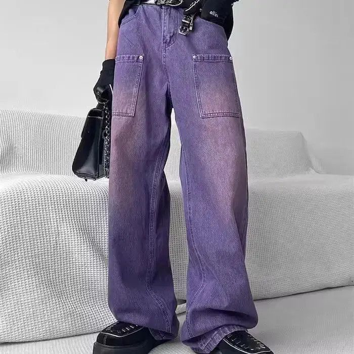 Japanese Brand Purple Baggy Denim Jeans Size US 30 / EU 46 - 5 Thumbnail