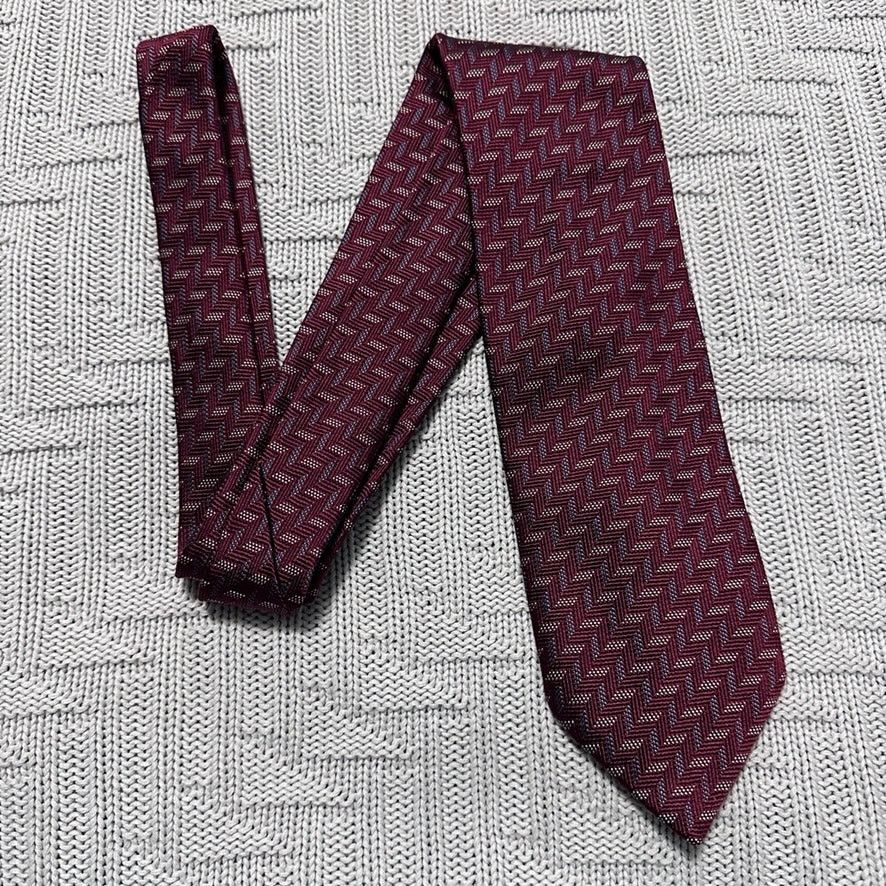 Barneys New York Barneys New York maroon herringbone silk tie Size ONE SIZE - 1 Thumbnail