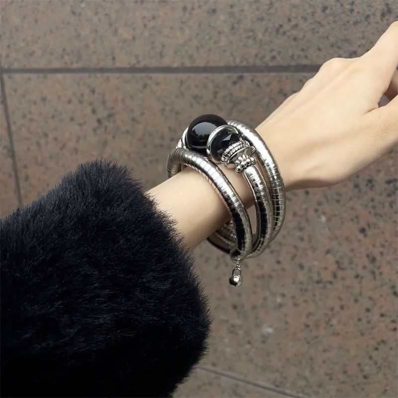 Jewelry Black Agate Stretch Bracelet Size ONE SIZE - 6 Thumbnail