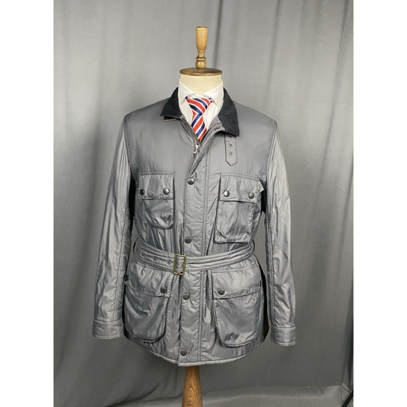 Barbour Barbour International Men's Gray Padded Belted Motorcycle Ja Size US XL / EU 56 / 4 - 1 Thumbnail
