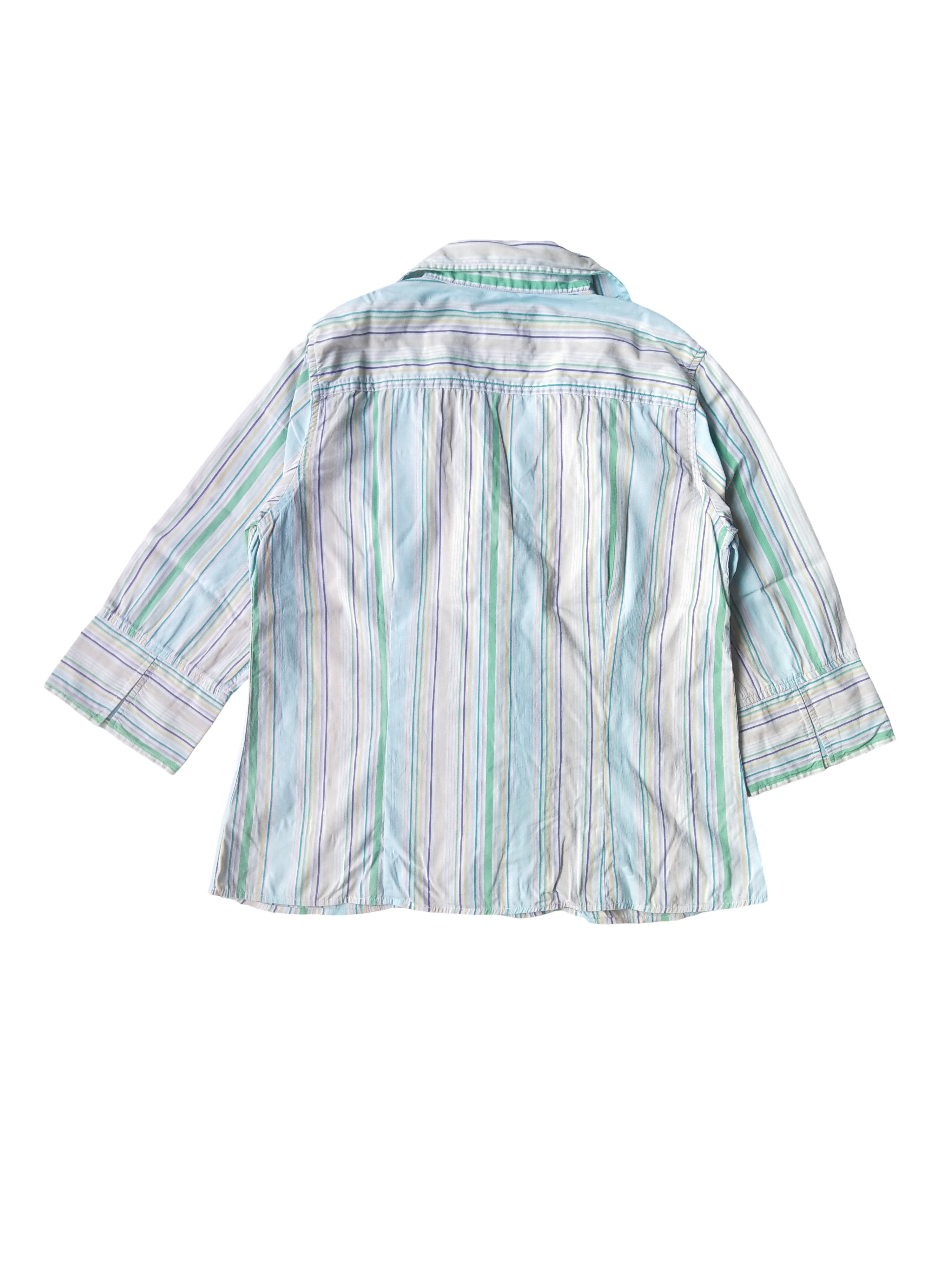 Pendleton Pendleton Pastel Striped 3/4 Sleeve Button Up Blouse Size S / US 4 / IT 40 - 4 Thumbnail