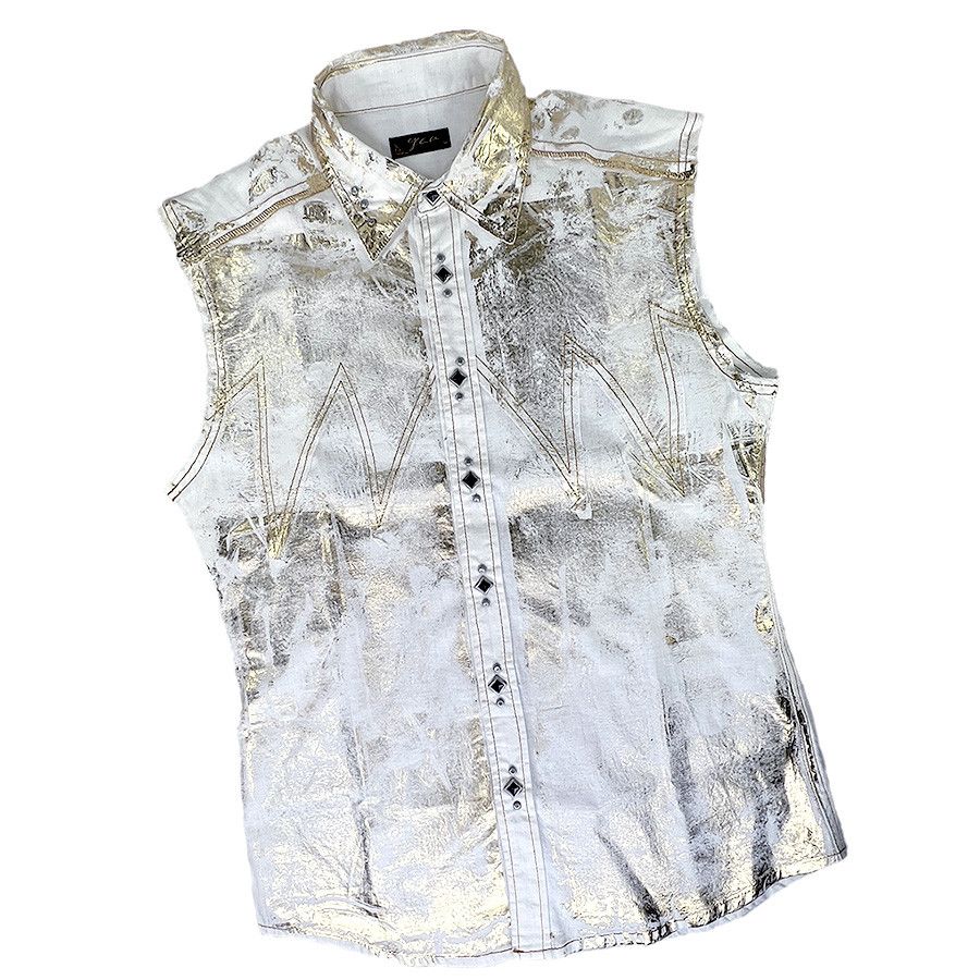 Other Men's Vintage White & Gold Sleeveless Shirt from Japan Size US S / EU 44-46 / 1 - 2 Thumbnail