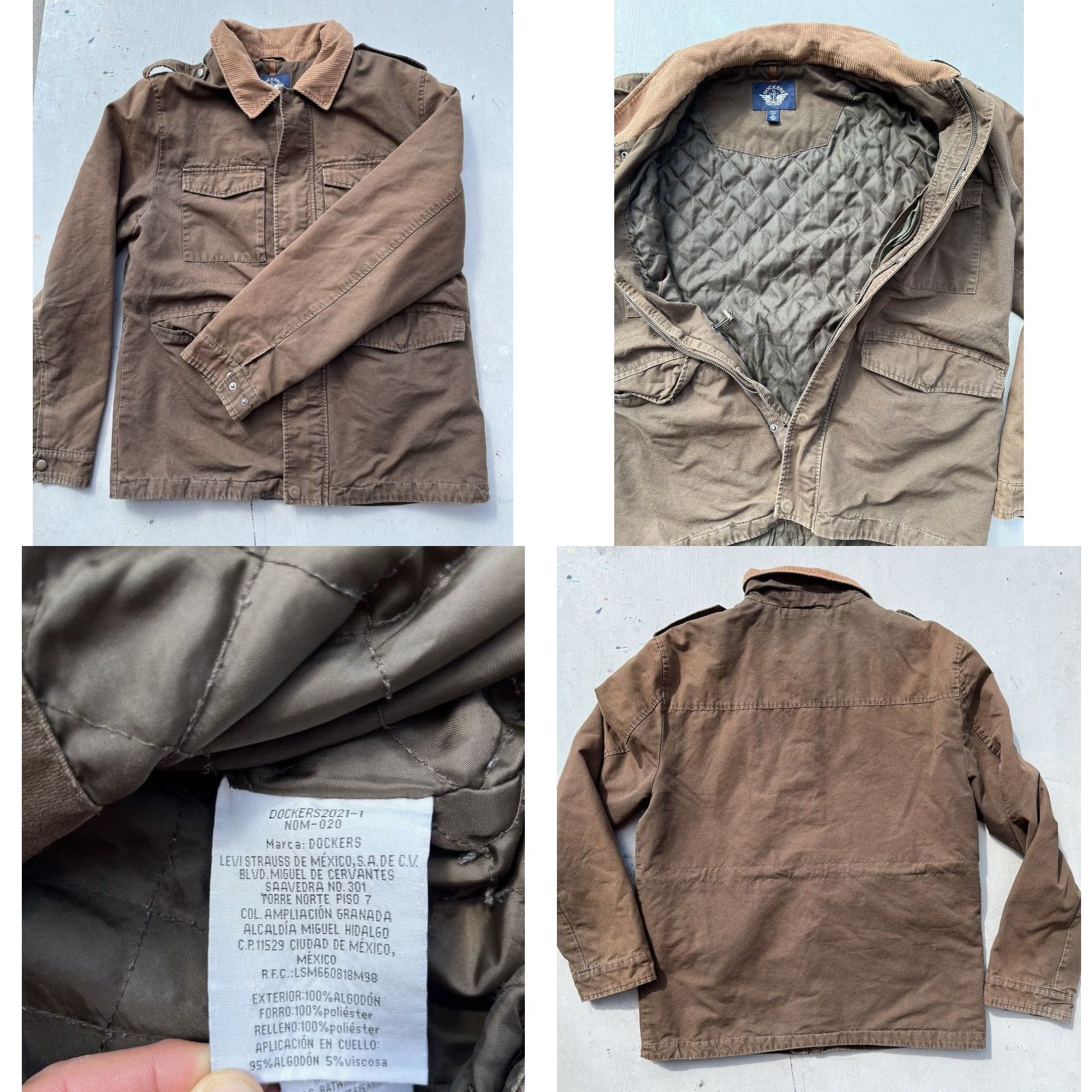 Dockers DOCKERS Jacket Beige Brown Solid XL Chore Utility Aviator Barn Workwear 90s Mens Jacket Size US XL / EU 56 / 4 - 8 Thumbnail