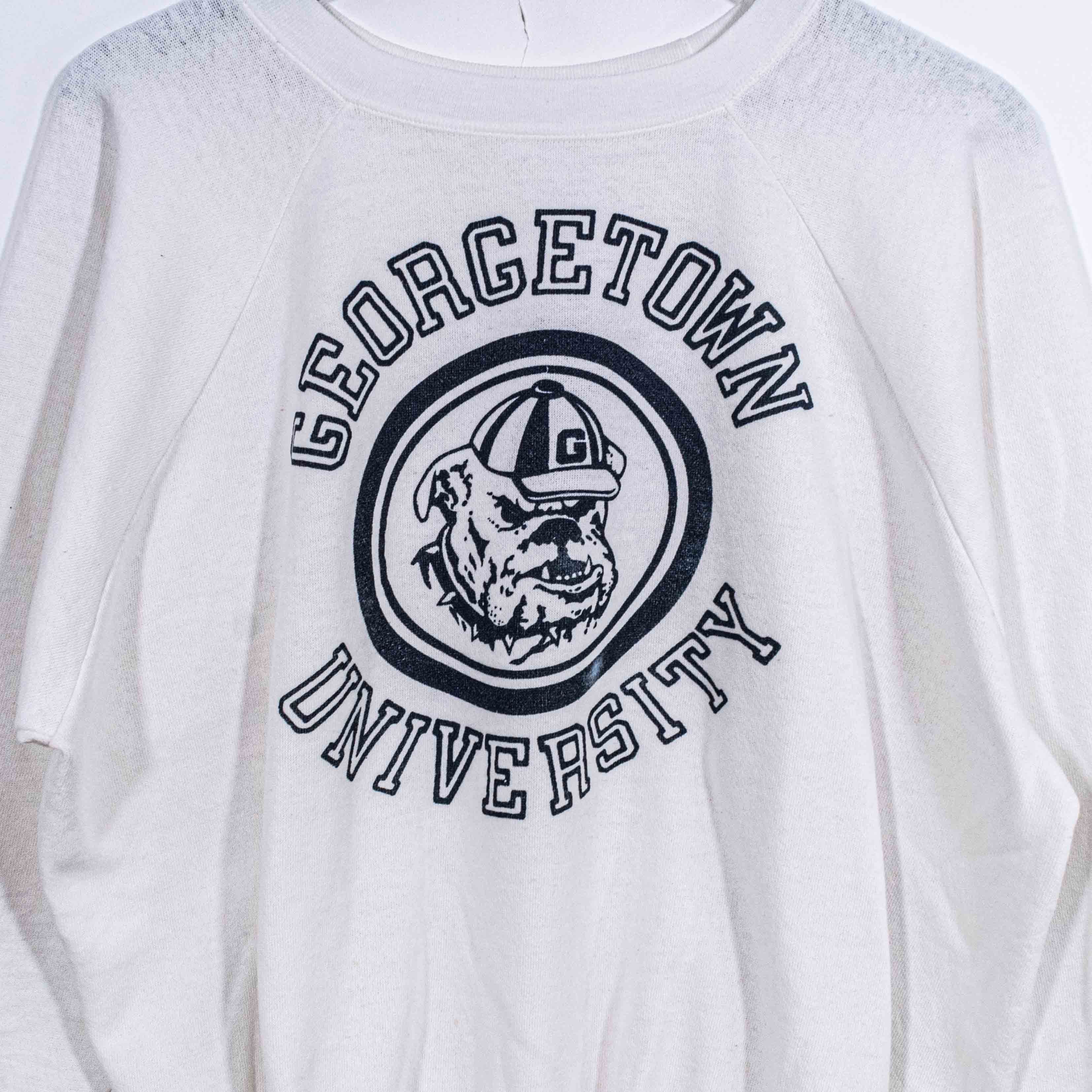 Vintage Vintage Georgetown Hoyas Sweatshirt XL Boxy Cropped Raglan Size US XL / EU 56 / 4 - 3 Thumbnail