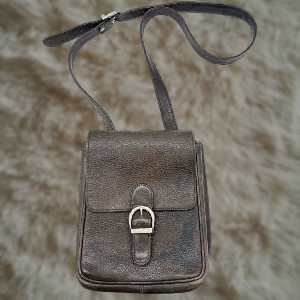 Eddie Bauer Eddie Bauer Brown Pebbled Leather Organizer Crossbody Purse Adj Strap Two Sided Crossbody Womens ADULT? Size ONE SIZE - 1 Thumbnail