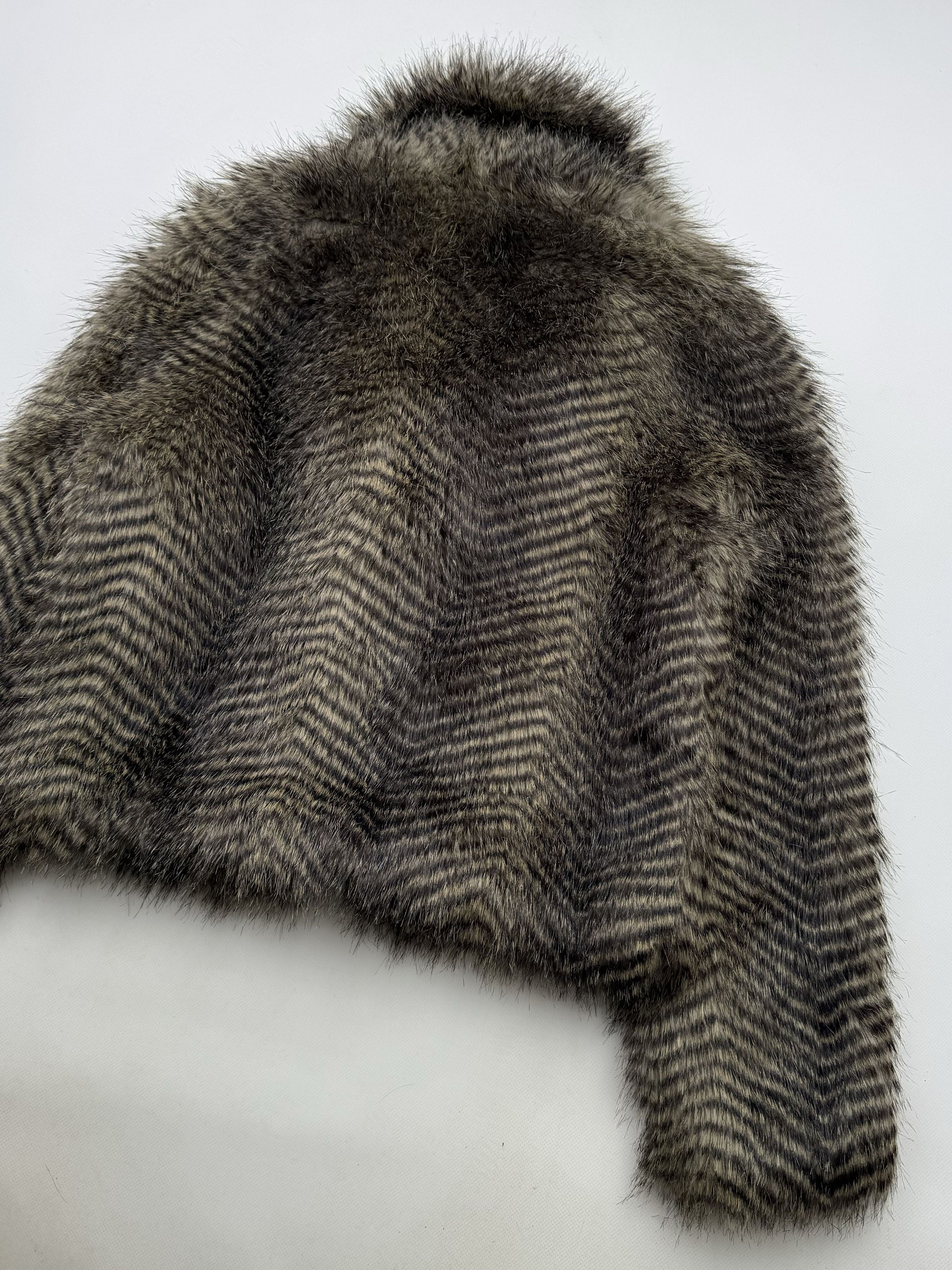 Vintage 00's Faux Fur Cropped Jacket B103 E2(V417) Size L / US 10 / IT 46 - 9 Thumbnail