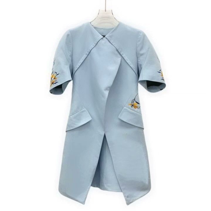 Dior Dior Light Blue Floral Embroidery Cotton Jacket Size XXS / US 00 / IT 34 - 1 Thumbnail