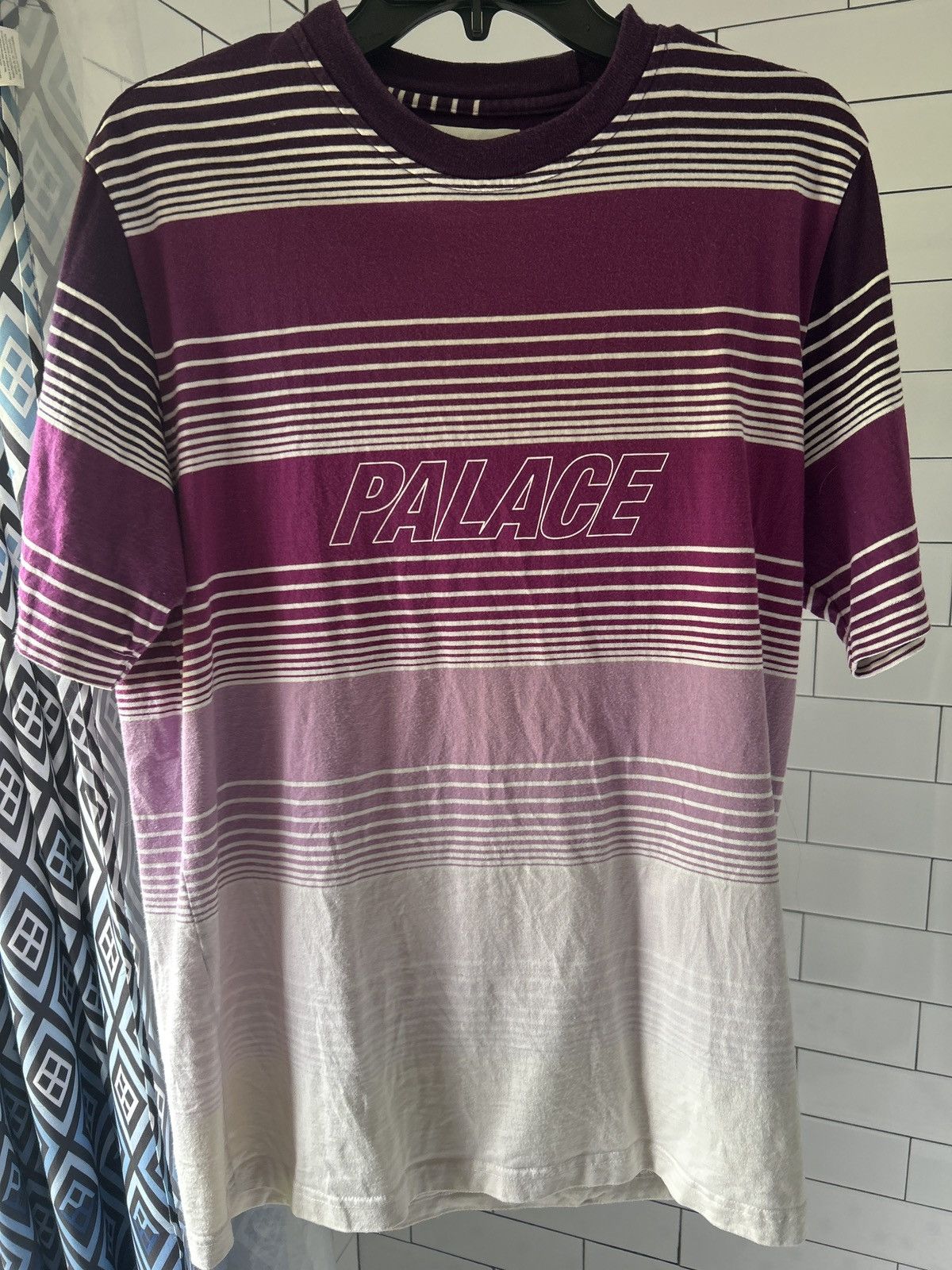 Palace Palace Purple Striped T-shirt Size US L / EU 52-54 / 3 - 1 Thumbnail