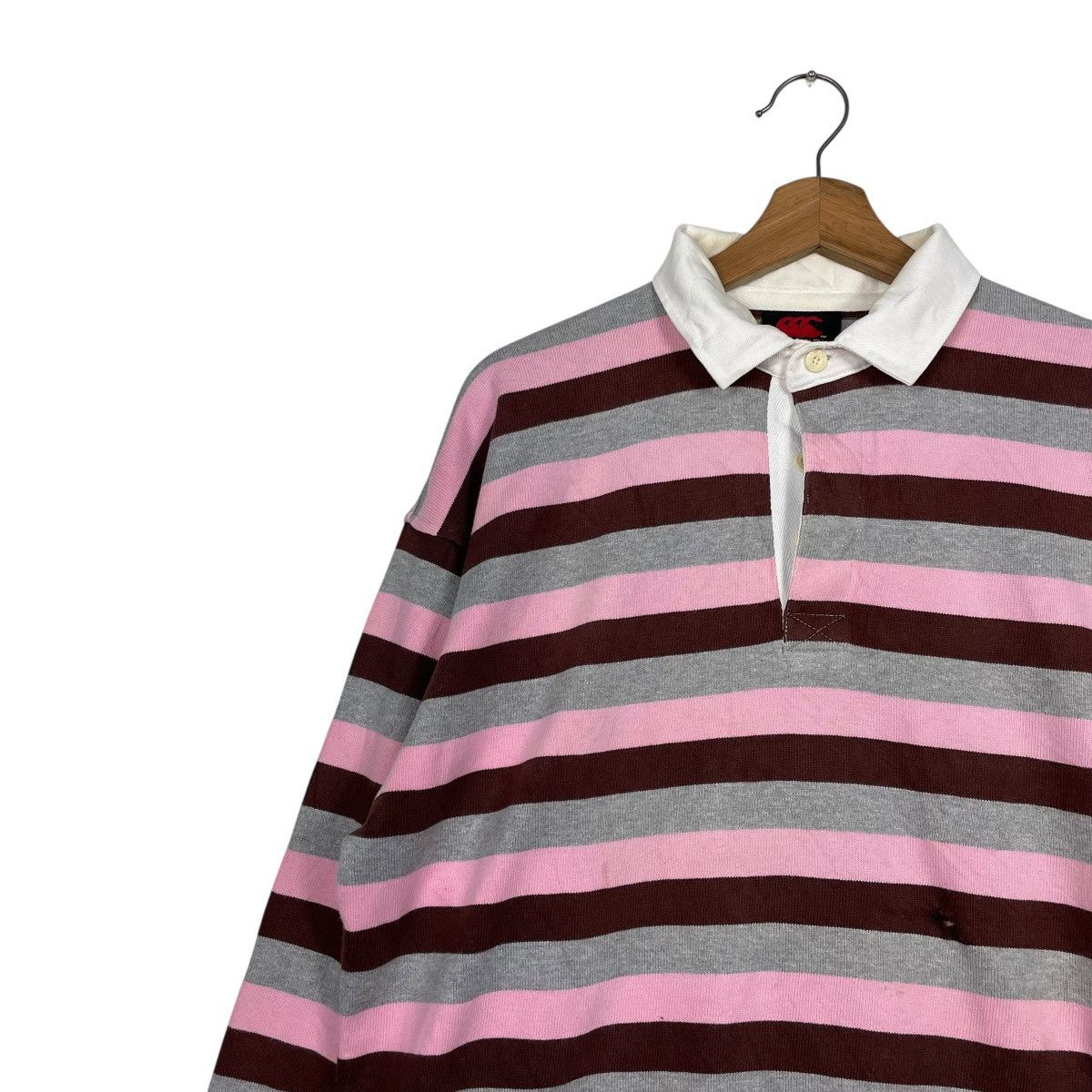 Canterbury of New Zealand Vintage Canterbury Stripe Rugby Polo Jersey Size US L / EU 52-54 / 3 - 6 Thumbnail