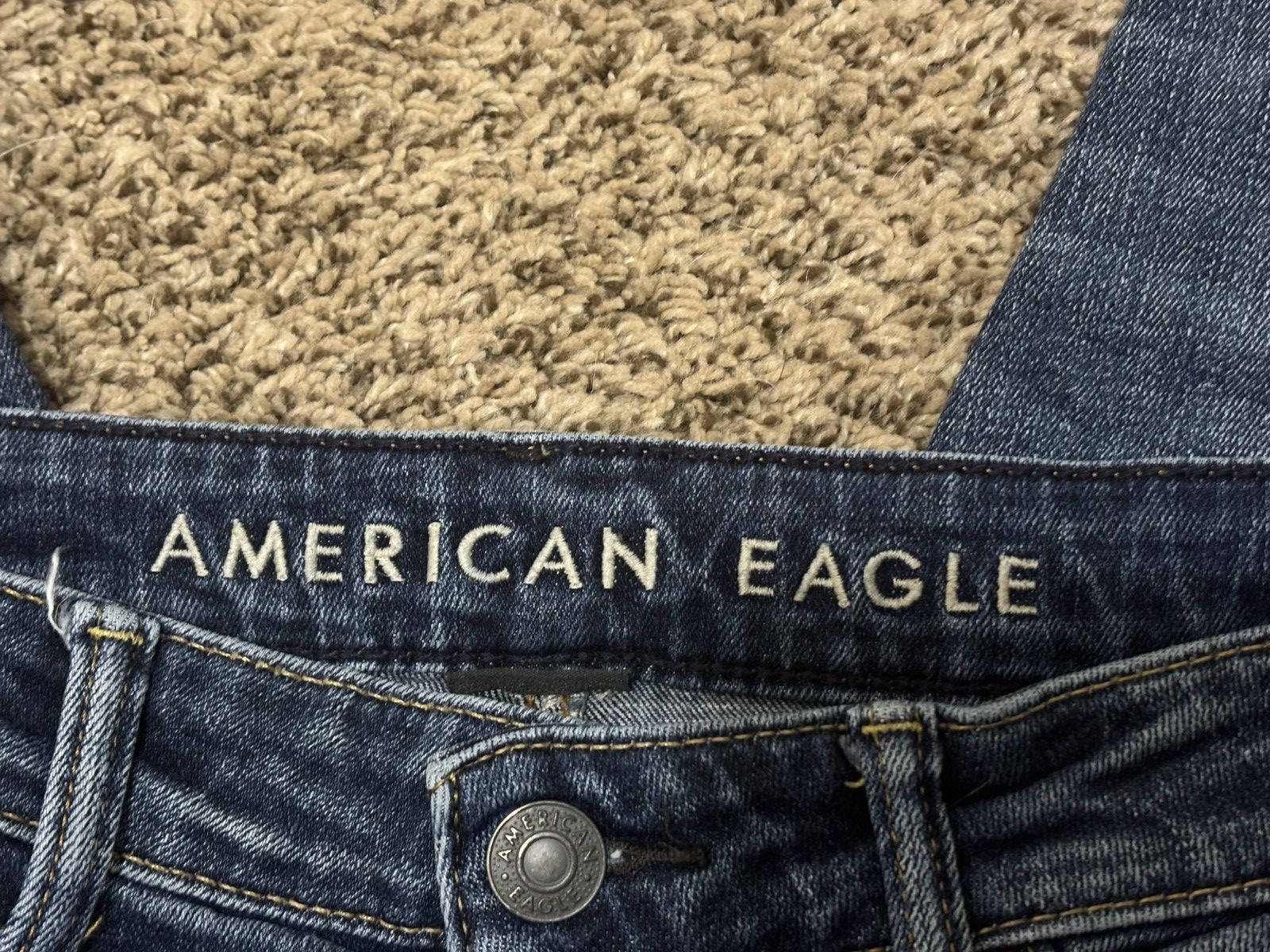 American Eagle Outfitters American Eagle Original Straight Ripped Jeans, Navy Size US 32 / EU 48 - 3 Thumbnail