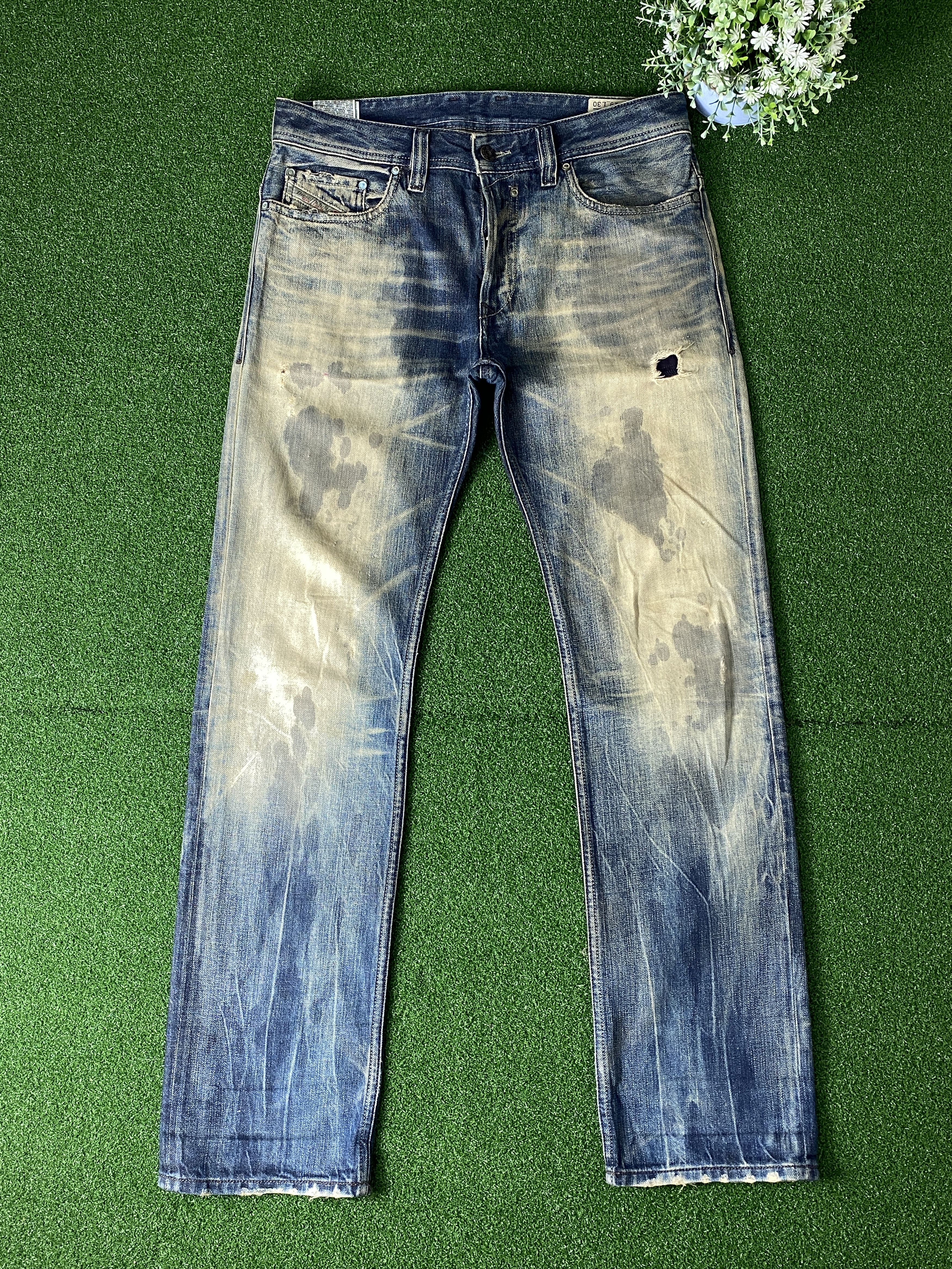 image of Selvedge Vintage Diesel Industry Faded Blue Jeans in Blue Denim, Men's (Size 32)