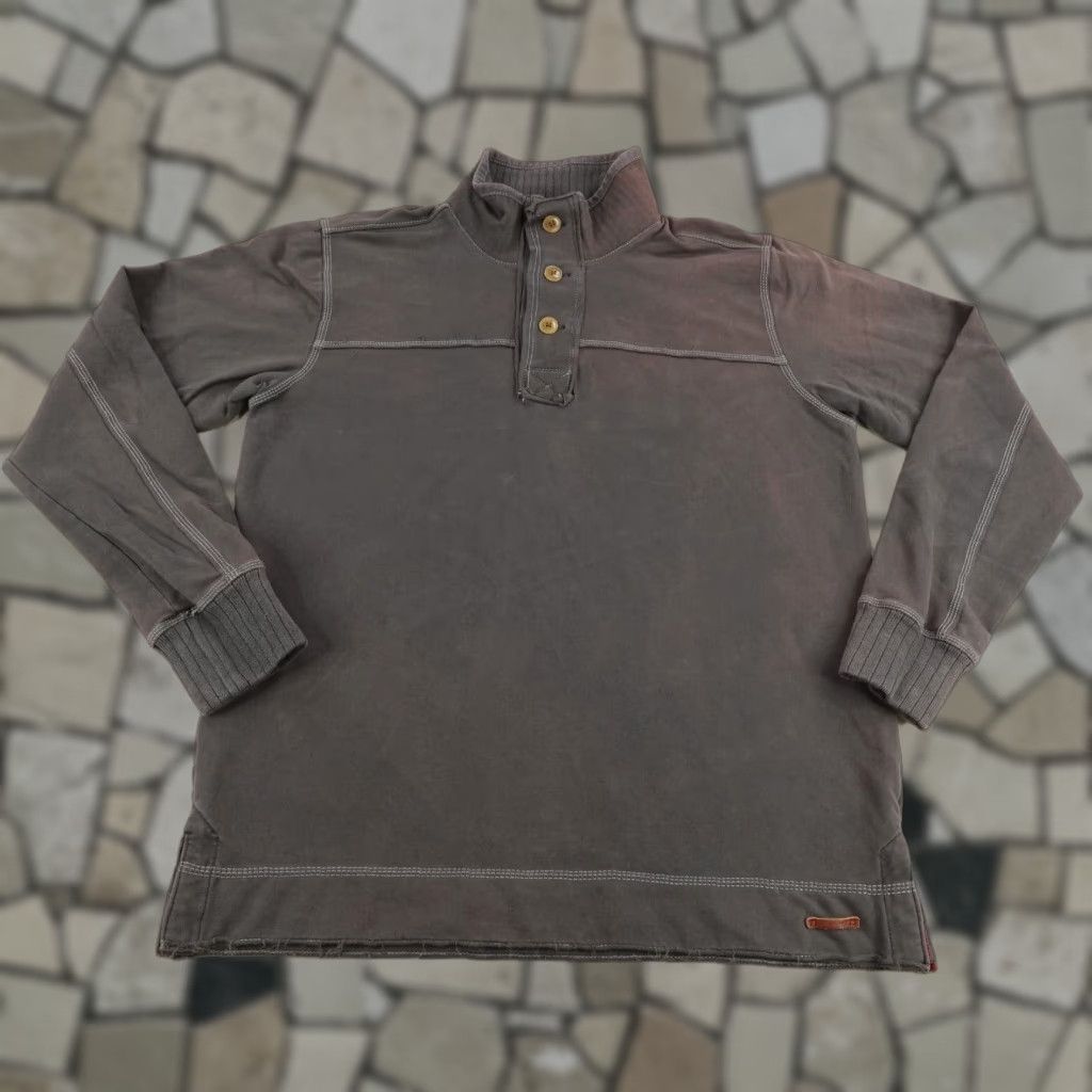 Vintage Jeremiah Mens Medium Gray Mock Neck Pullover Sweater - Tight-Knit Knit Cotton Spandex Casual Shirt Size US M / EU 48-50 / 2 - 1 Thumbnail