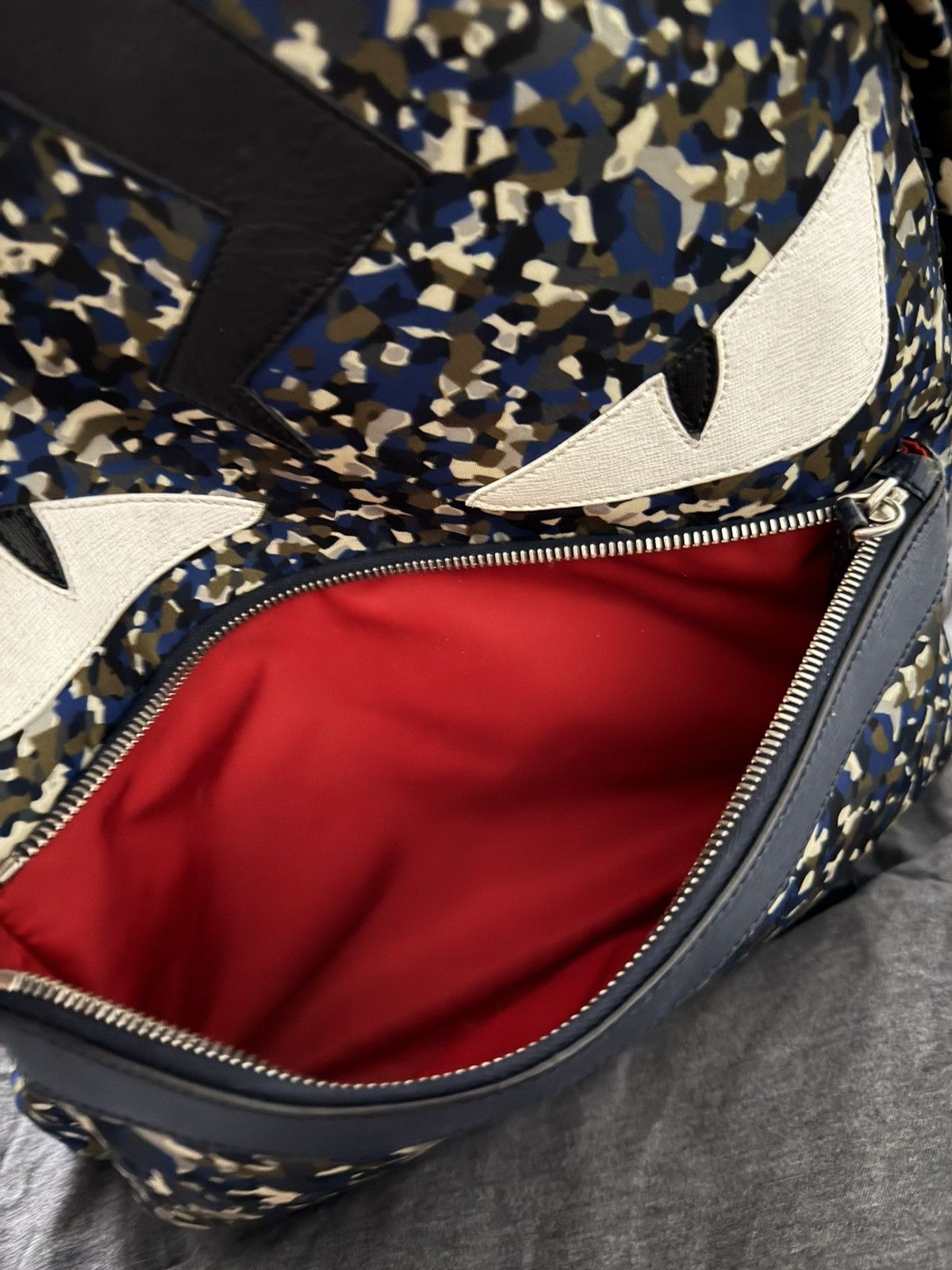 Fendi Fendi Monster Eyes Backpack Blue Camo Nylon Size ONE SIZE - 6 Thumbnail