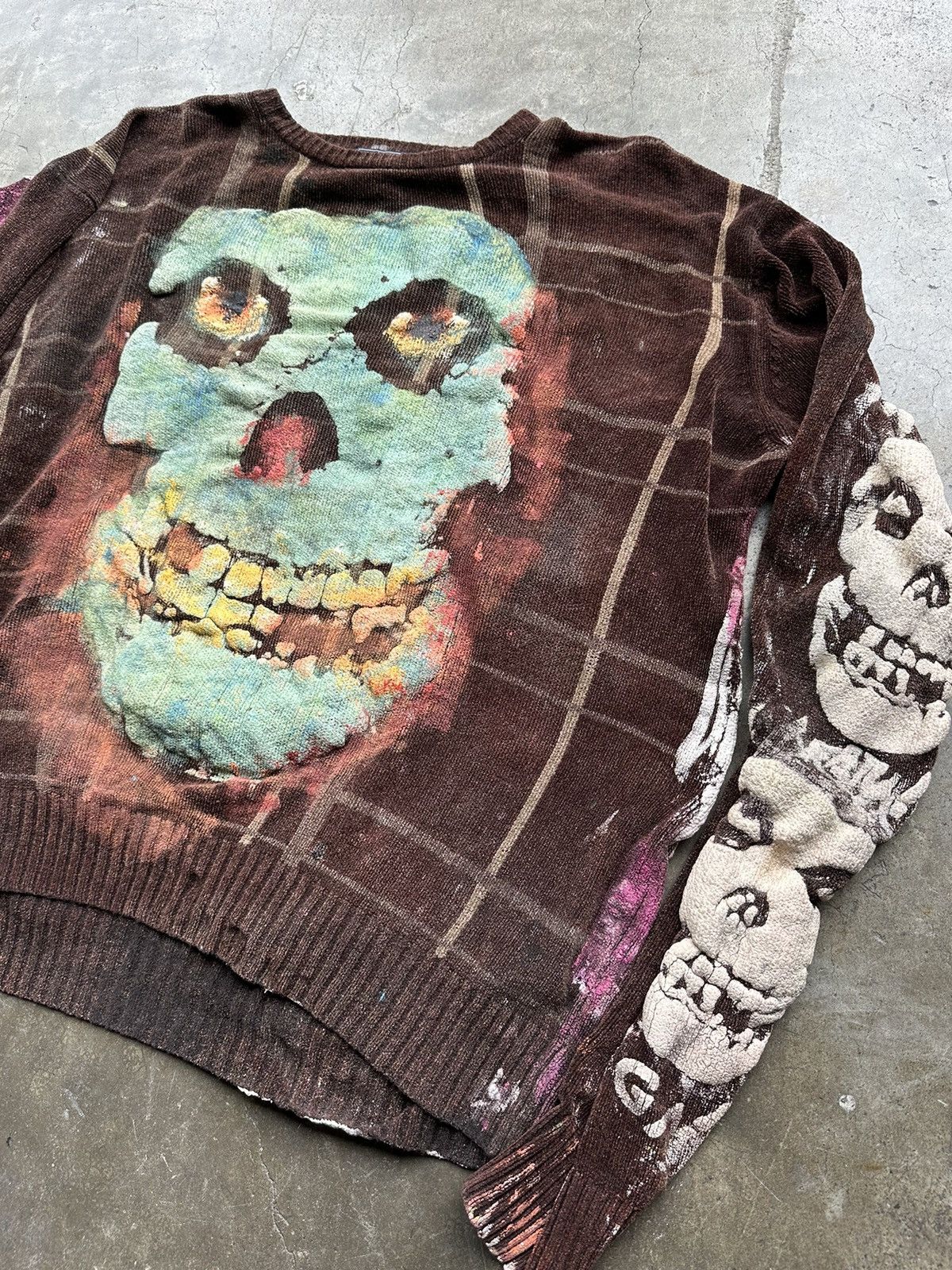Vintage Custom 1/1 Art Piece Misfits Sweater XL Red Concert Tour Size US XL / EU 56 / 4 - 3 Thumbnail
