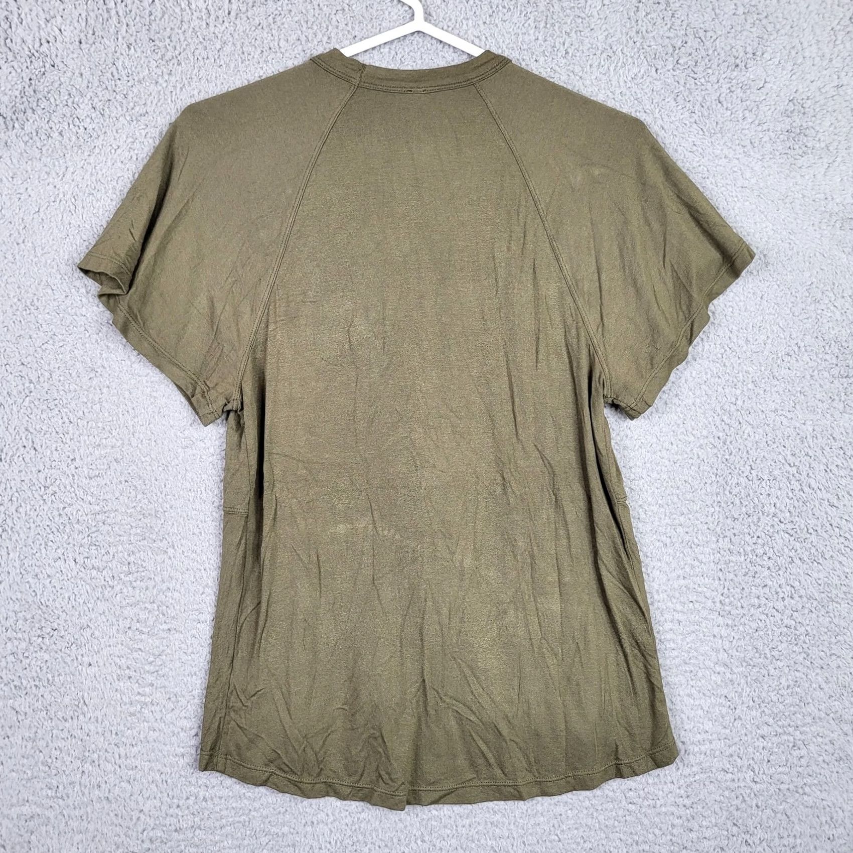 Free People Free People Olive Green Short Sleeve Knit Top Size S Crew Neck Casual Women Regular Size S / US 4 / IT 40 - 3 Thumbnail
