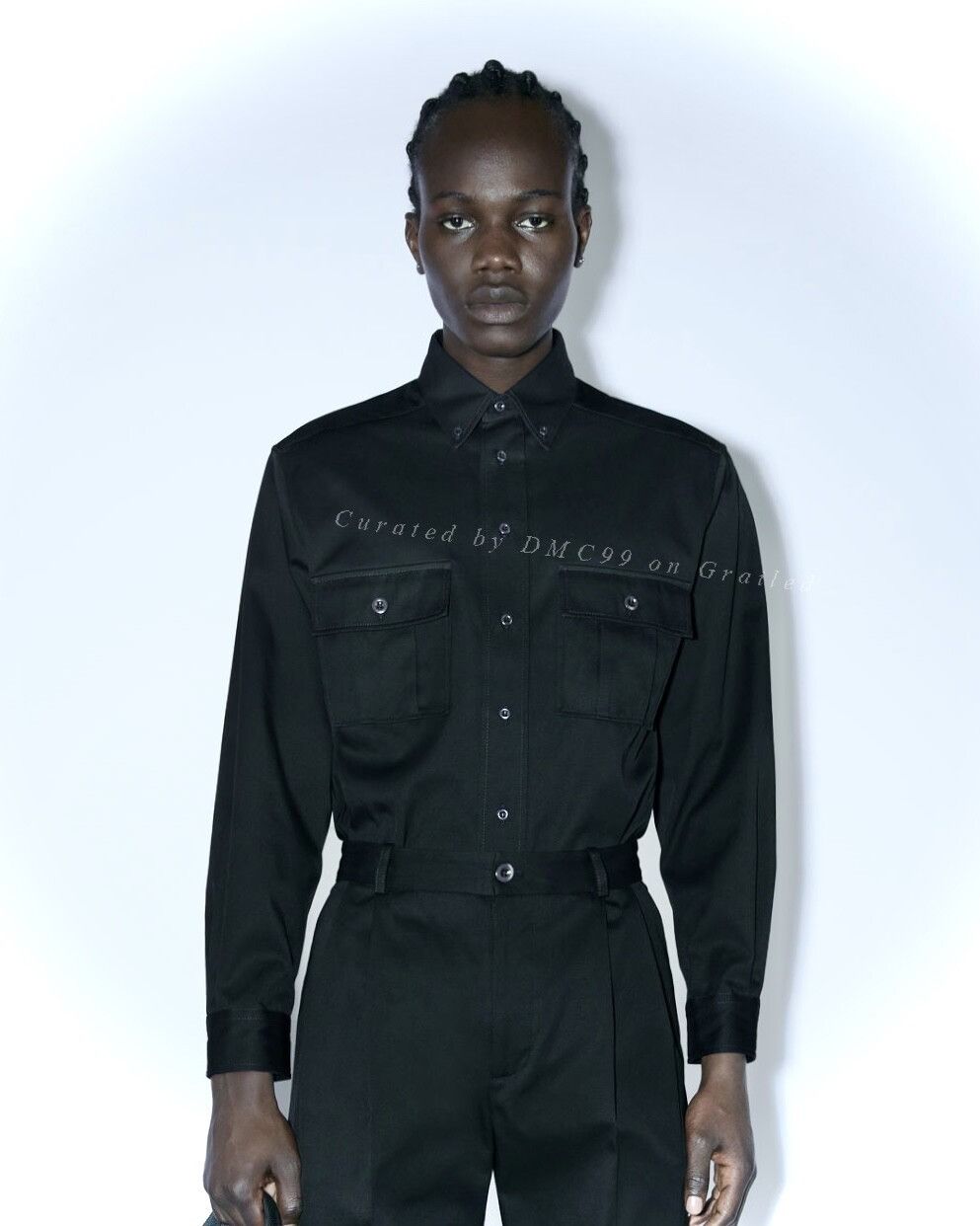 Acne Studios Acne Studios Navy Gray Workwear Shirt Size US M / EU 48-50 / 2 - 1 Thumbnail