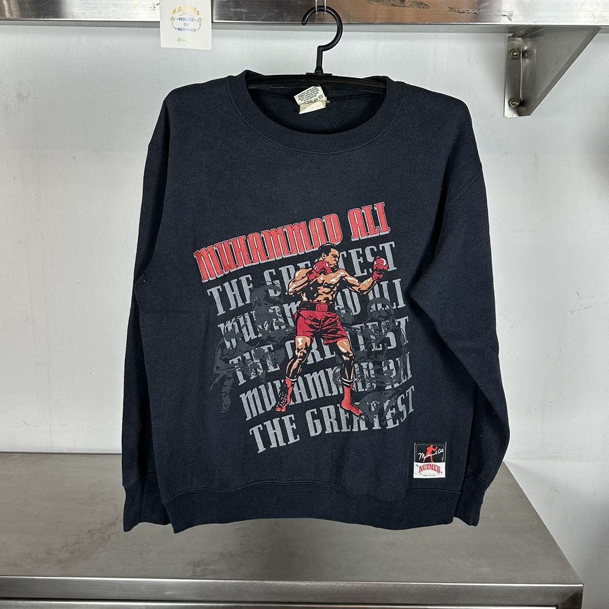 Nutmeg × Vintage Vintage 90s Muhammad Ali Boxer Nutmeg Large Black Sweater Size US L / EU 52-54 / 3 - 1 Thumbnail