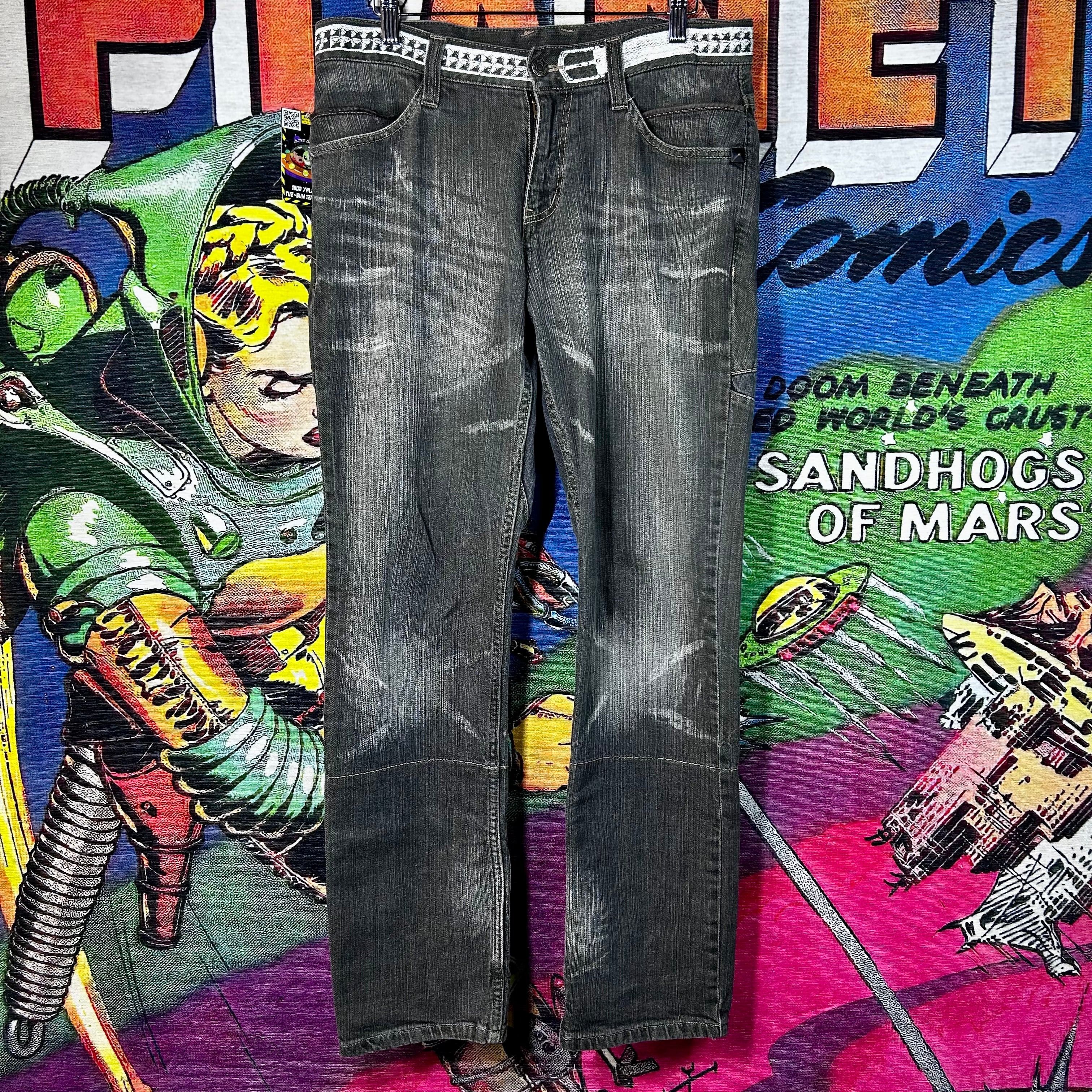 PPFM PPFM Screen Printed Belt Black Washed Denim Jeans Size 32 Size US 32 / EU 48 - 1 Thumbnail