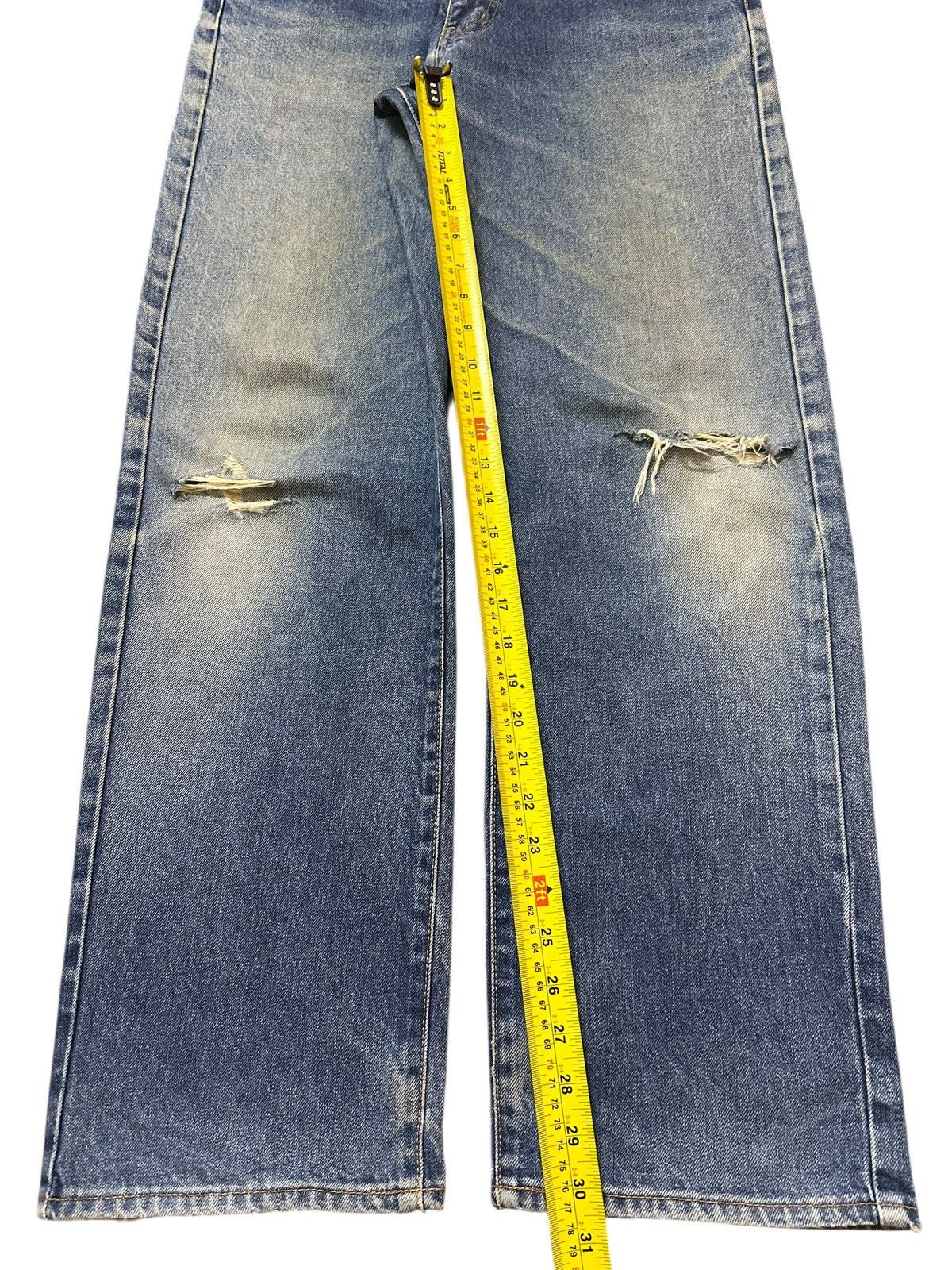 Denime Vintage Japanese Brand Blue Faded Wash Distress Baggy Jeans Size US 32 / EU 48 - 13 Thumbnail