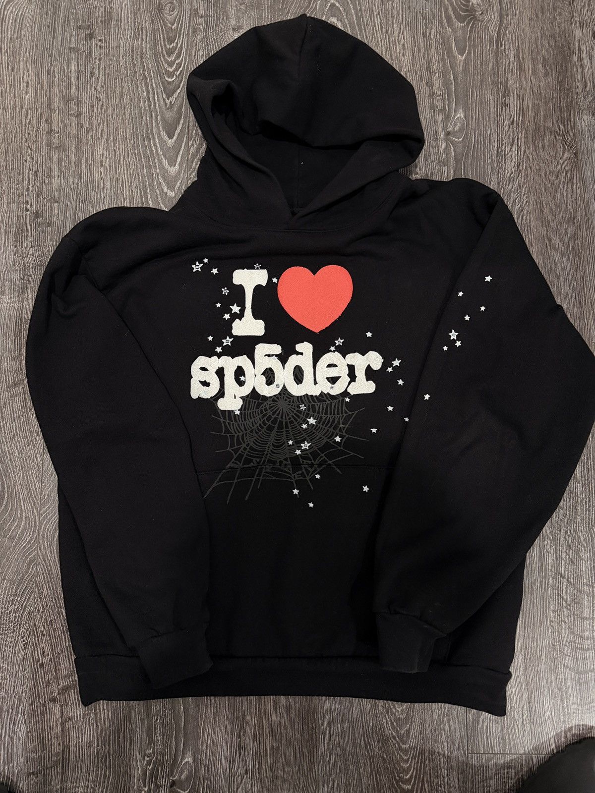 Sp5der Sp5der I Heart SP5 Souvenir Hoodie (Black) | Grailed