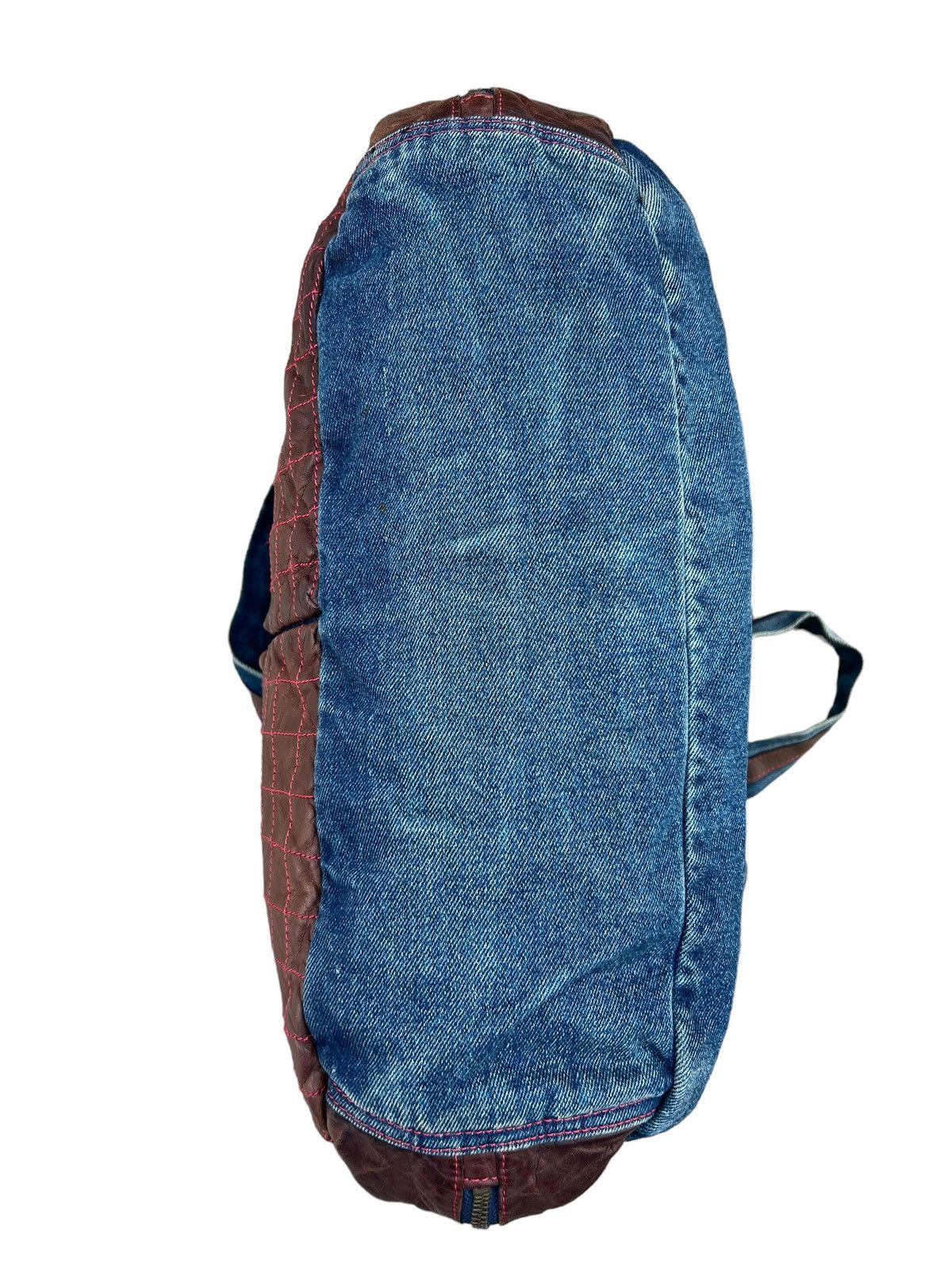 Vintage And A Japan Distress Fade Denim Cowhide Leather Large Bag Size ONE SIZE - 16 Thumbnail