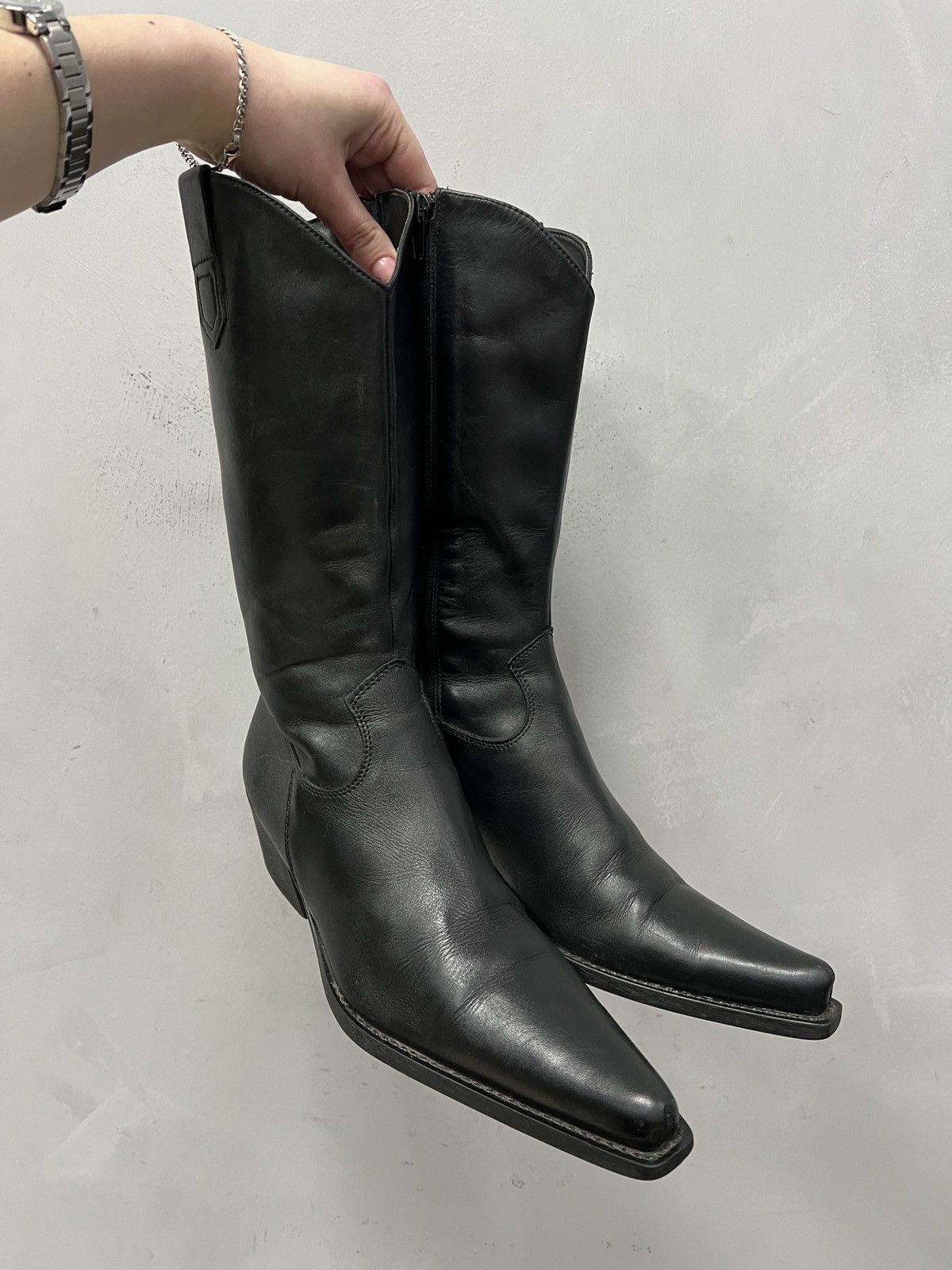Western Rise Rare archive black guidi style leather ankle boots y2k Size US 7.5 / EU 40-41 - 2 Thumbnail