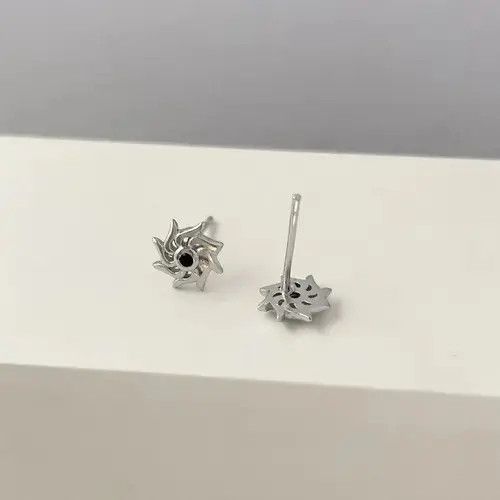 Designer × Jewelry 925 Silver Plated Sun Stud Earrings for Men Women Size ONE SIZE - 4 Thumbnail