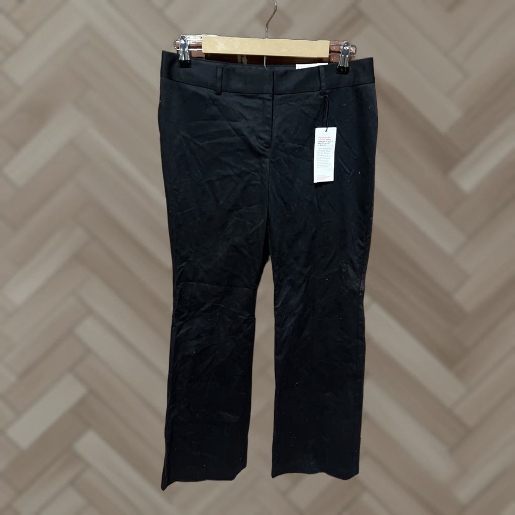 Express EXPRESS Black Editor Low Rise Flare Leg Pants 6 Women's Cotton Twill Straight Full Length 30in Size 28" / US 6 / IT 42 - 1 Thumbnail