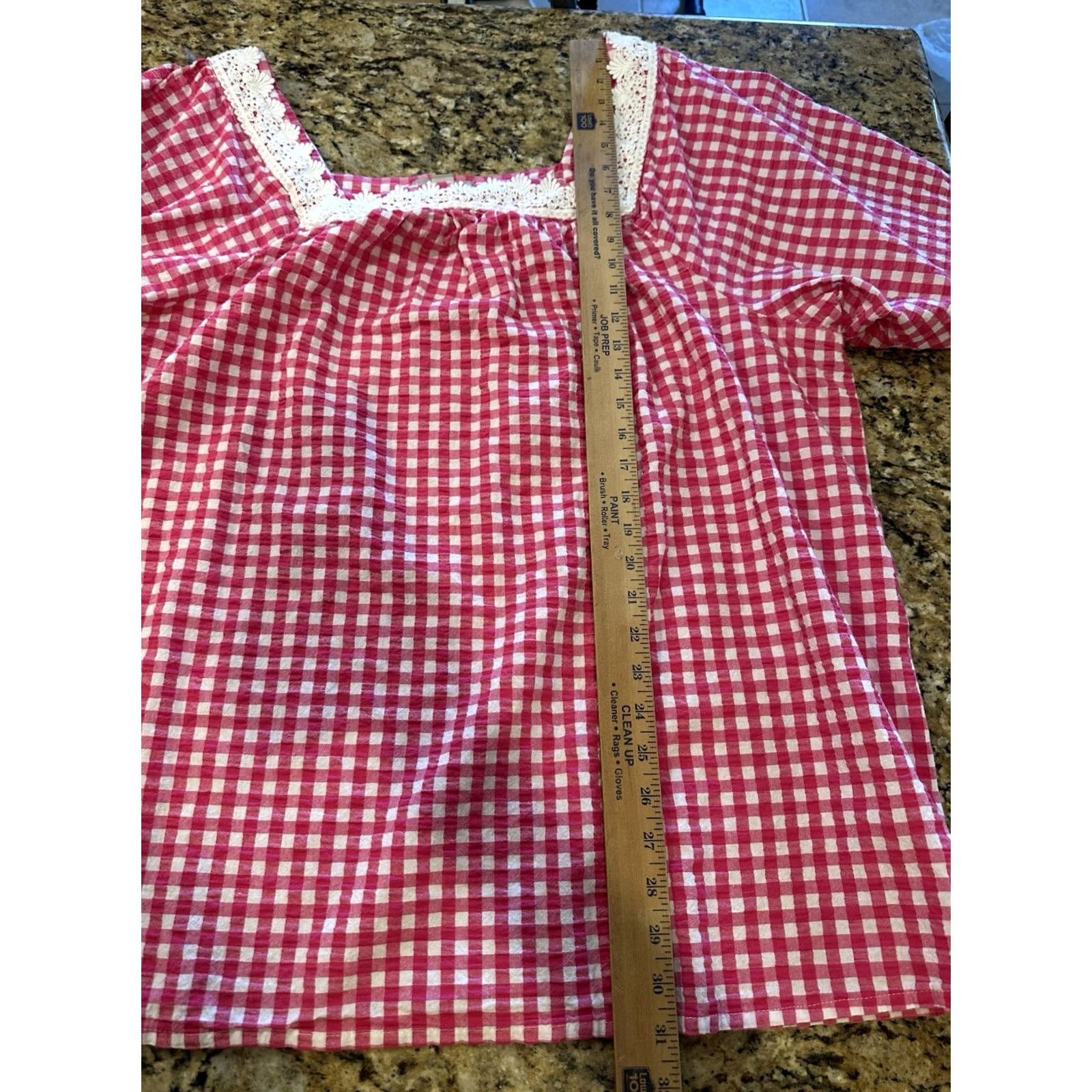 Vintage Woman Within Tunic Blouse Pink Gingham Seersucker 3/4 Sleeve Plus 3X Cotton Womens Size XXL / US 16-18 / IT 52-54 - 6 Thumbnail
