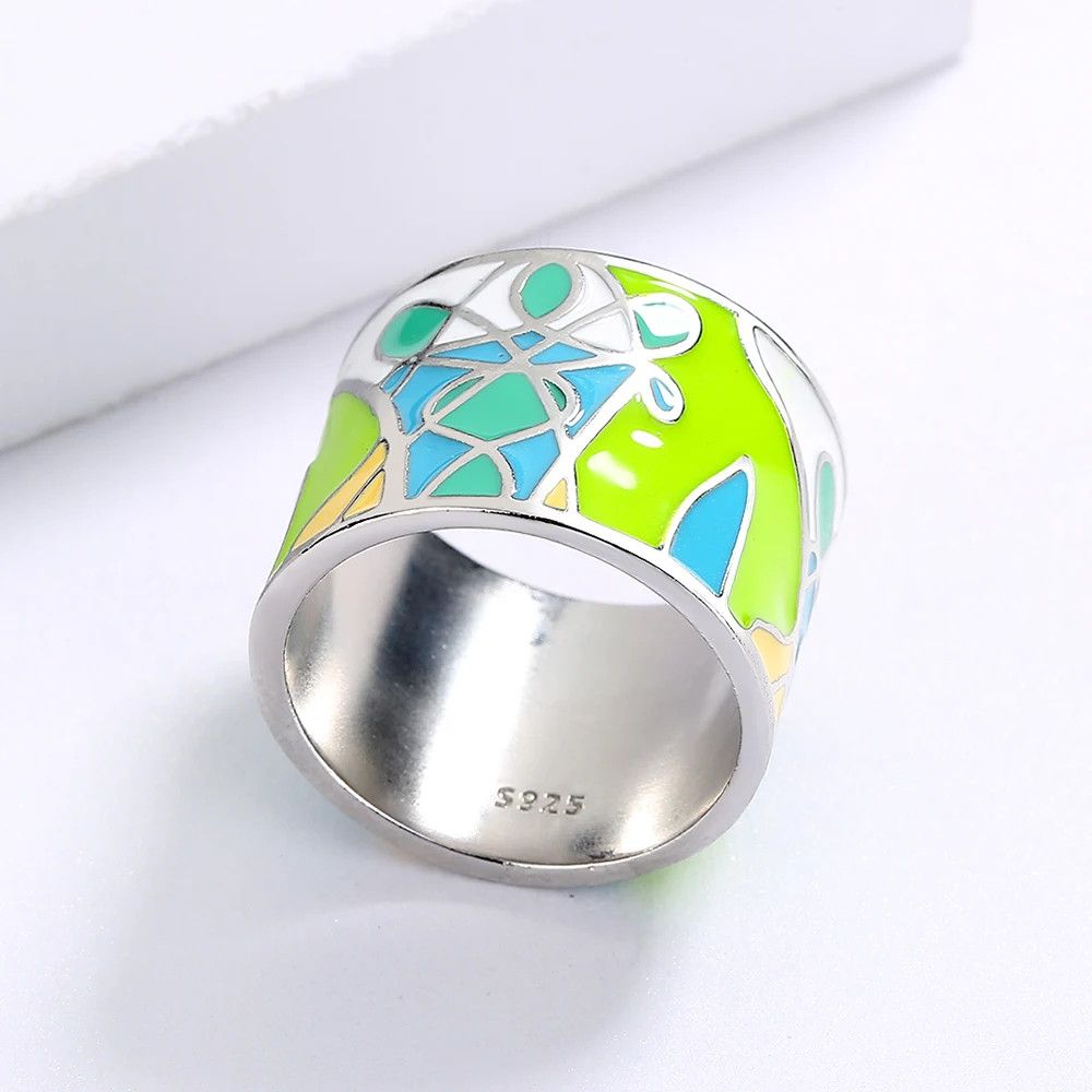 Jewelry Green Epoxy Leaf Shape Ring Size ONE SIZE - 2 Thumbnail