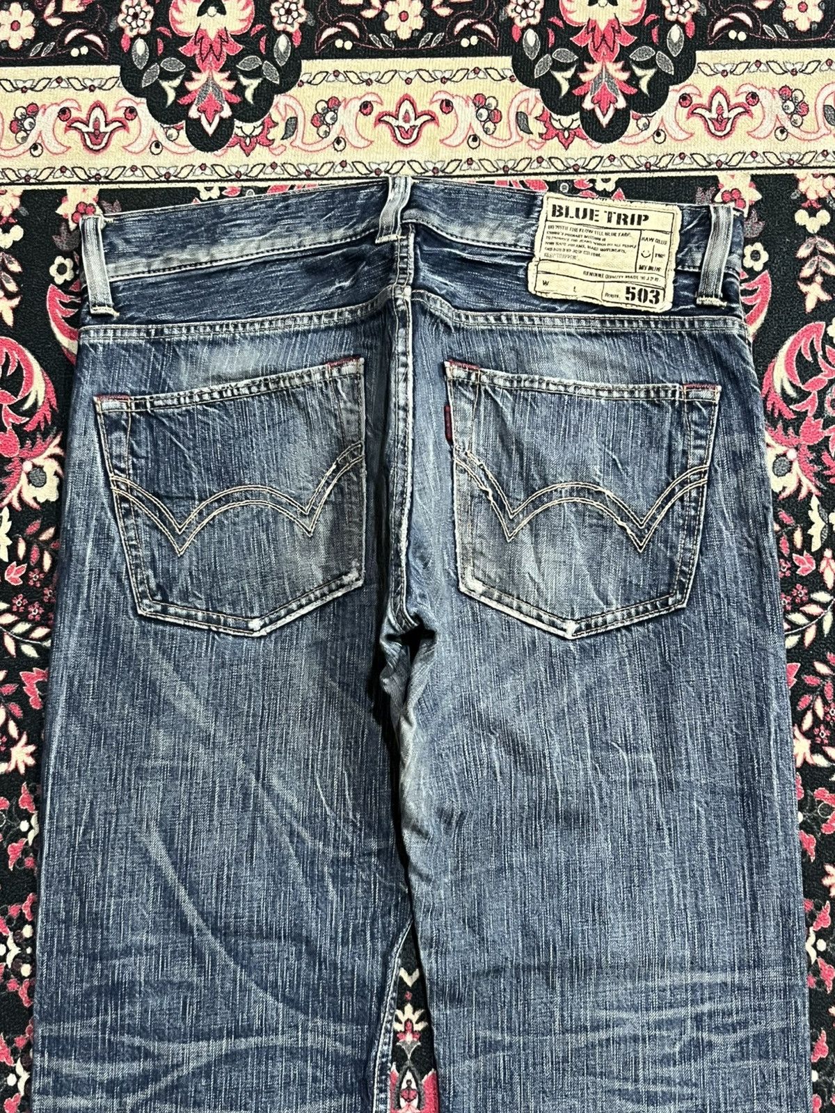 Edwin Edwin 503 Blue Trip Blue Faded Washed Ripped Flare Jeans Size US 32 / EU 48 - 7 Thumbnail