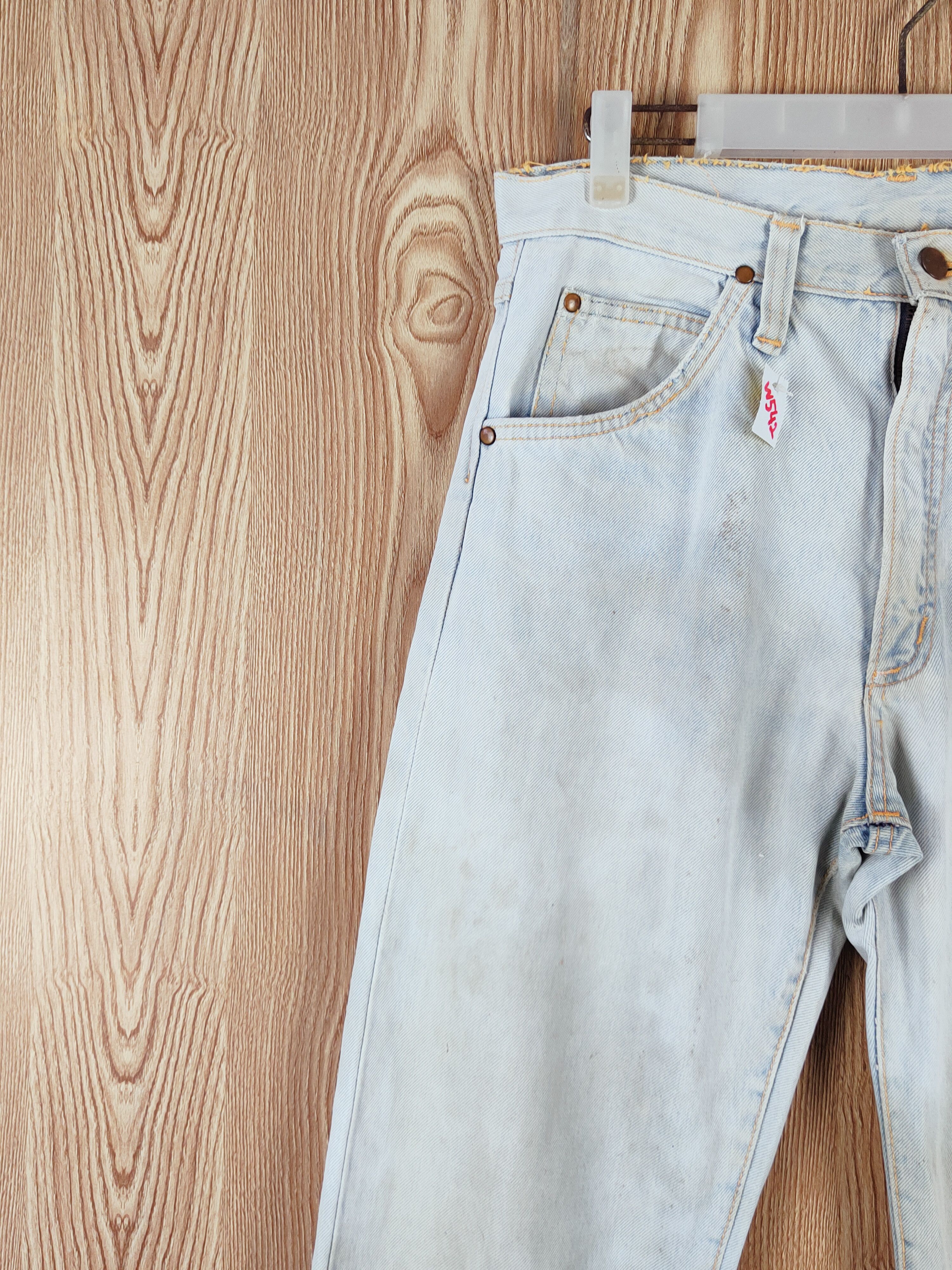 Japanese Brand Wrangler Blue Faded Distressed Ripped Jeans #W542 Size US 32 / EU 48 - 3 Thumbnail