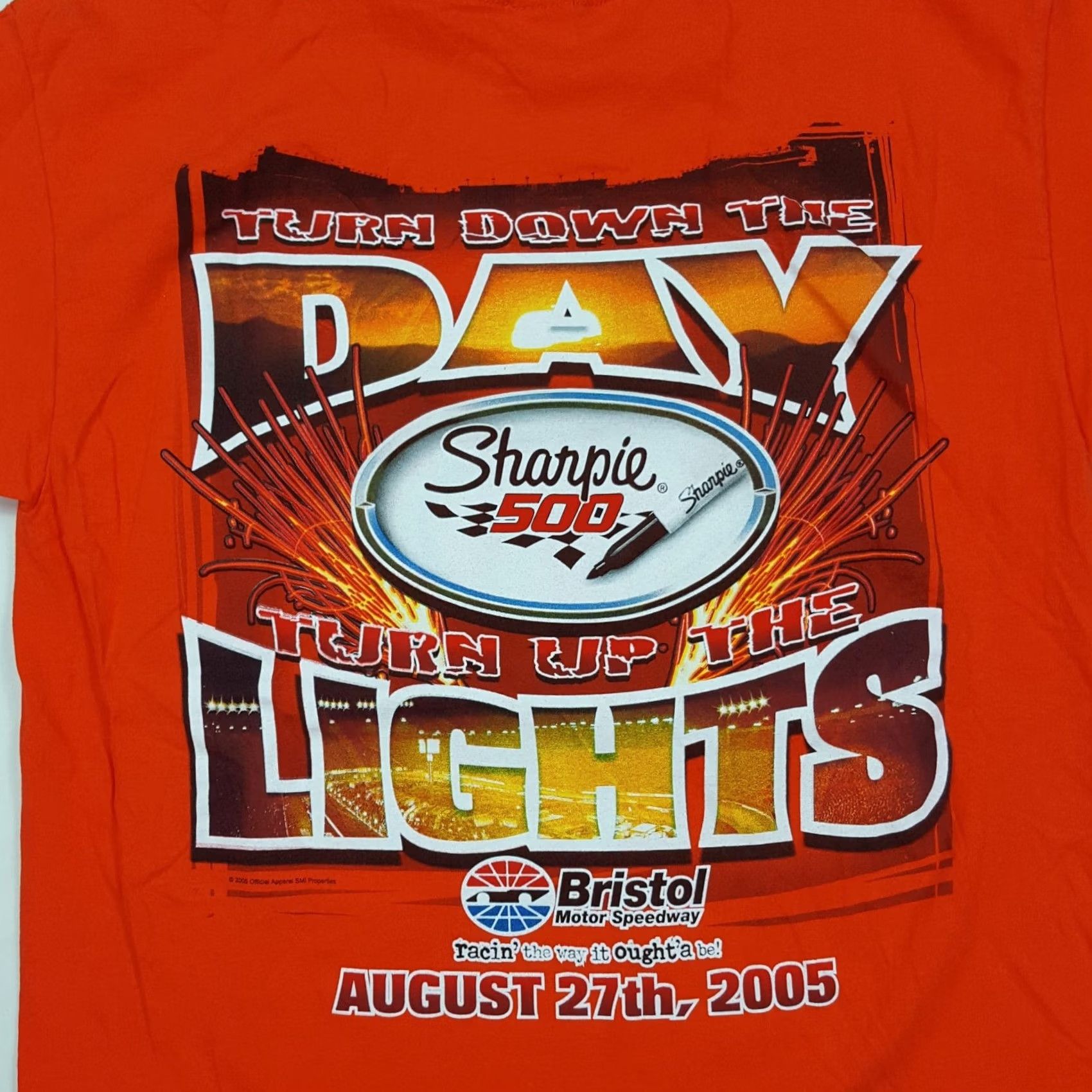 Gildan VINTAGE NASCAR Bristol Y2K Men's Large Orange Retro Racing T Shirt Car Auto Sharpie Size US L / EU 52-54 / 3 - 6 Thumbnail