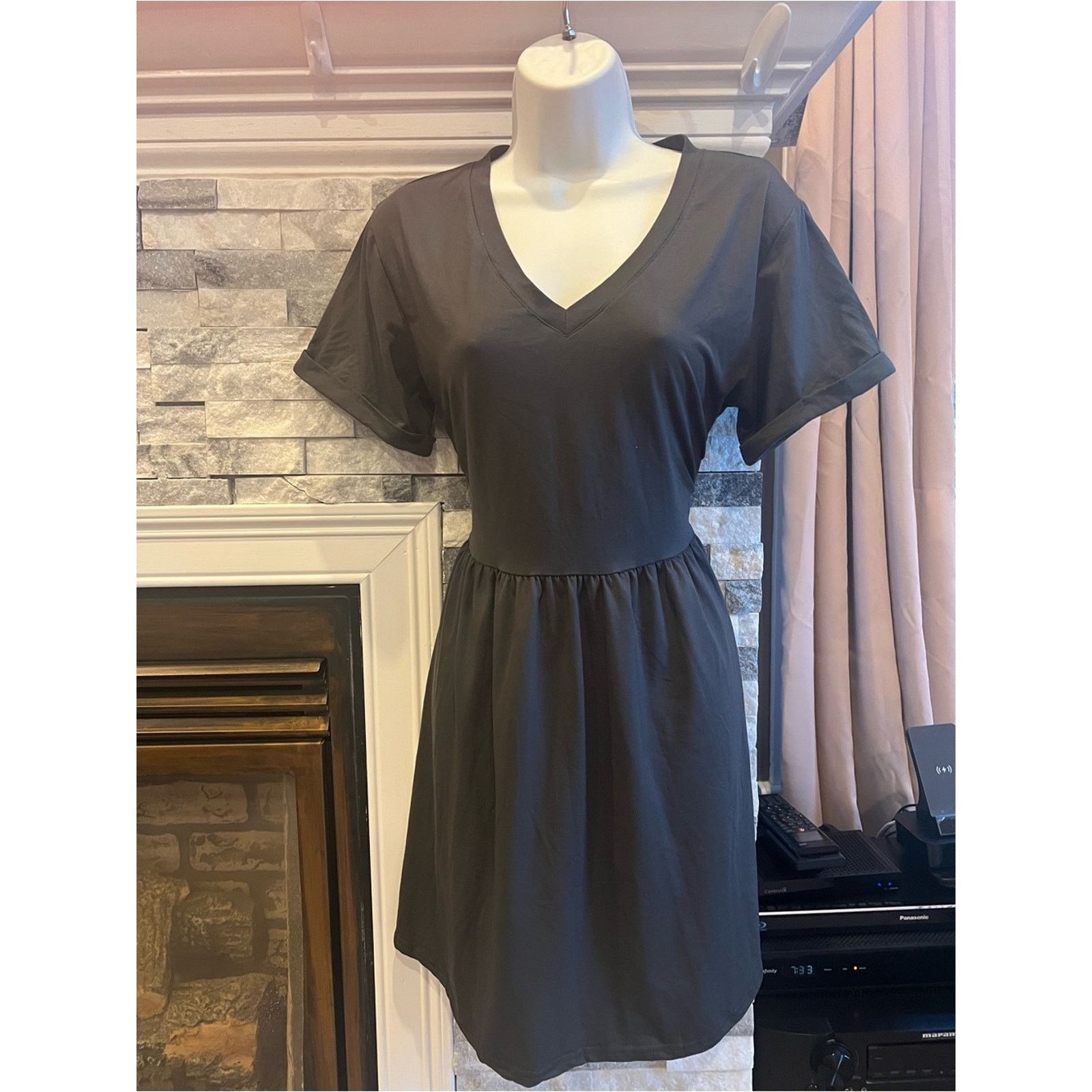 & Other Stories Women’s V-Neck Fit & Flare Dress – Dark Gray – Size M – NWOT Size M / US 6-8 / IT 42-44 - 6 Thumbnail