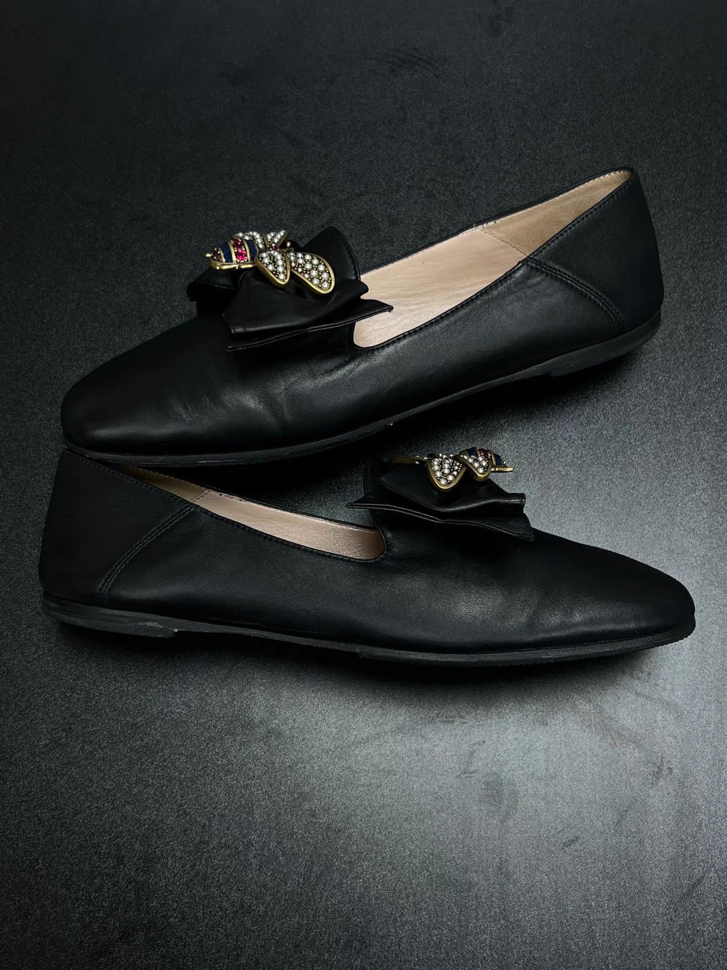 Gucci GUCCI Ace Black Bee Embroidered Flat Shoes K15 Size US 7 / IT 37 - 5 Thumbnail