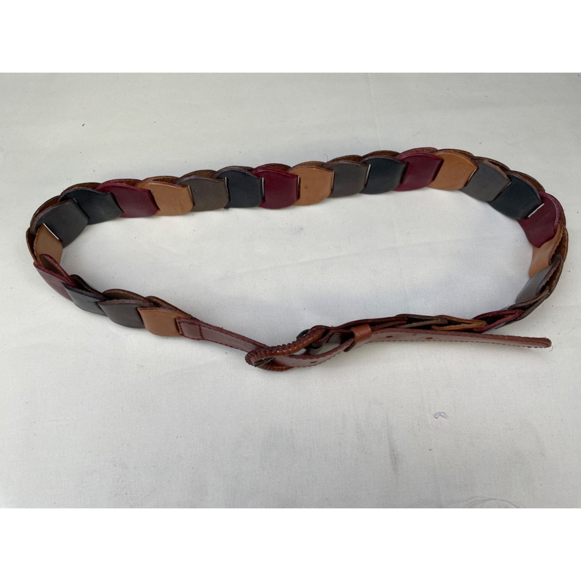 Other Women's Genuine Linked Leather Multicolor Belt Size Small SK Size ONE SIZE - 2 Thumbnail