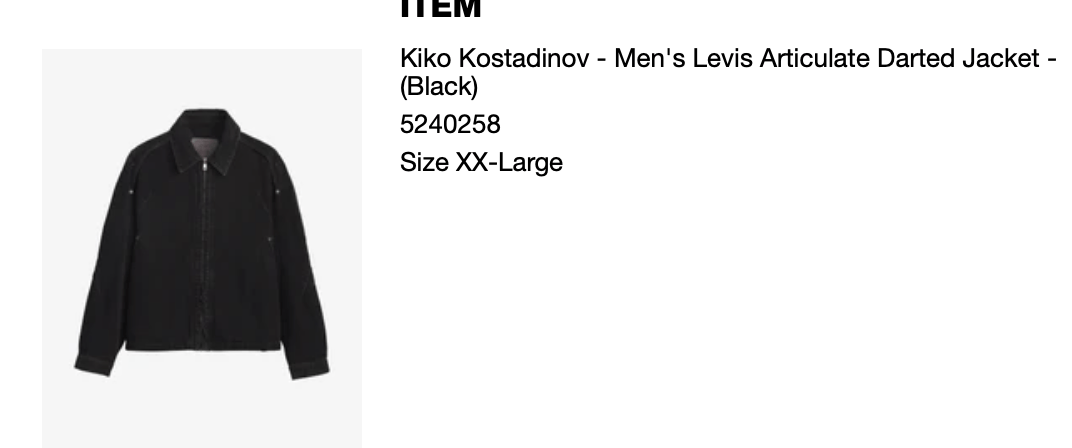 Kiko Kostadinov × Levi's Levi's Articulate Darted Jacket – Black Denim Size US XXL / EU 58 / 5 - 9 Thumbnail