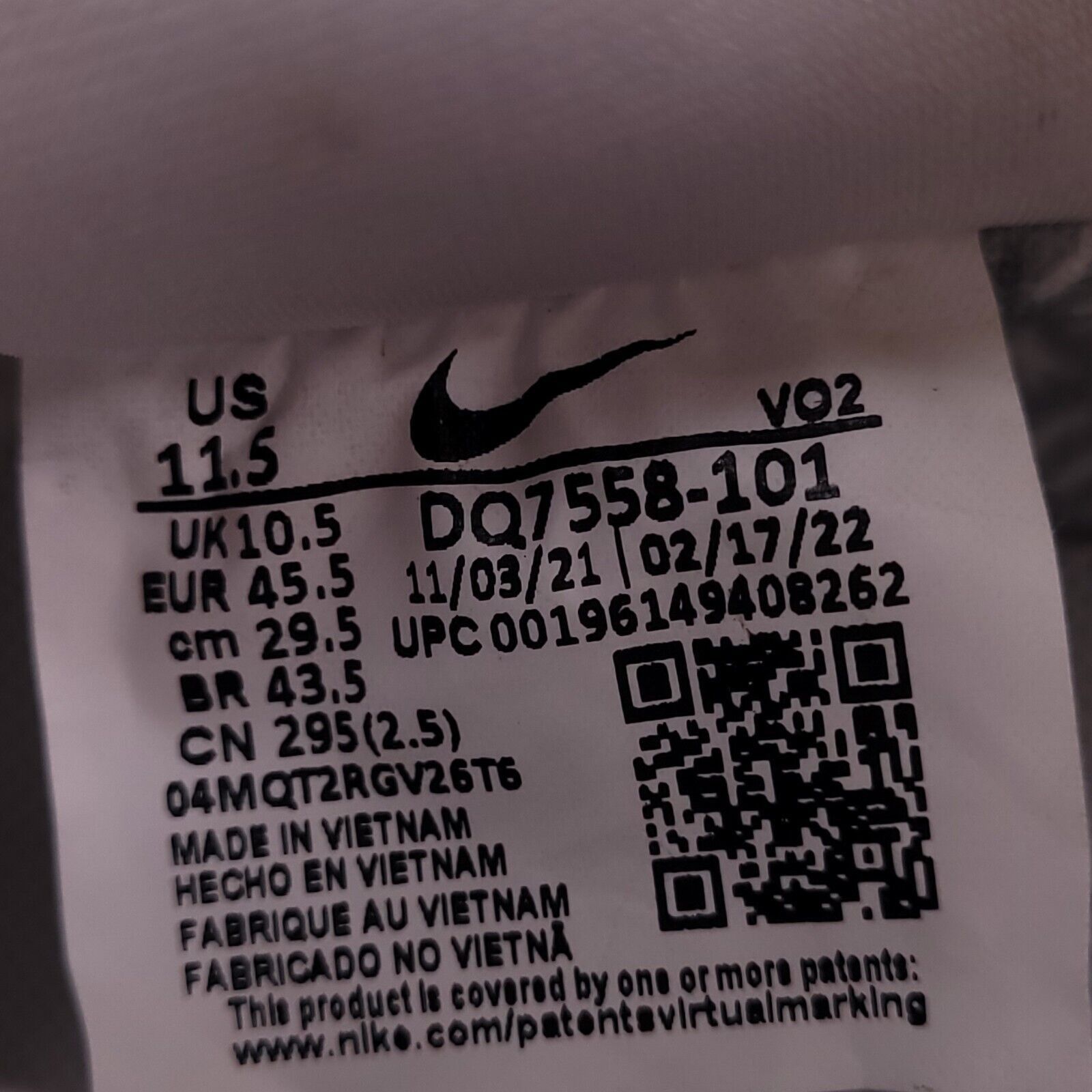 Nike Nike Air Force 1 Low SP Shoe Mens Size 11.5 DQ7558-101 White Size US 11.5 / EU 44-45 - 8 Thumbnail