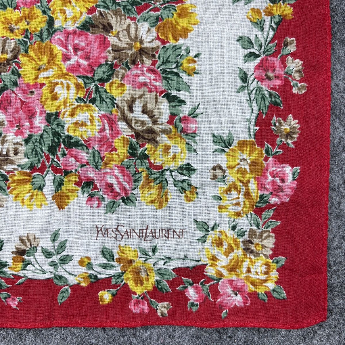 Vintage YSL Floral Handkerchief # E056 # Bandana # Neckerchief Size ONE SIZE - 3 Thumbnail