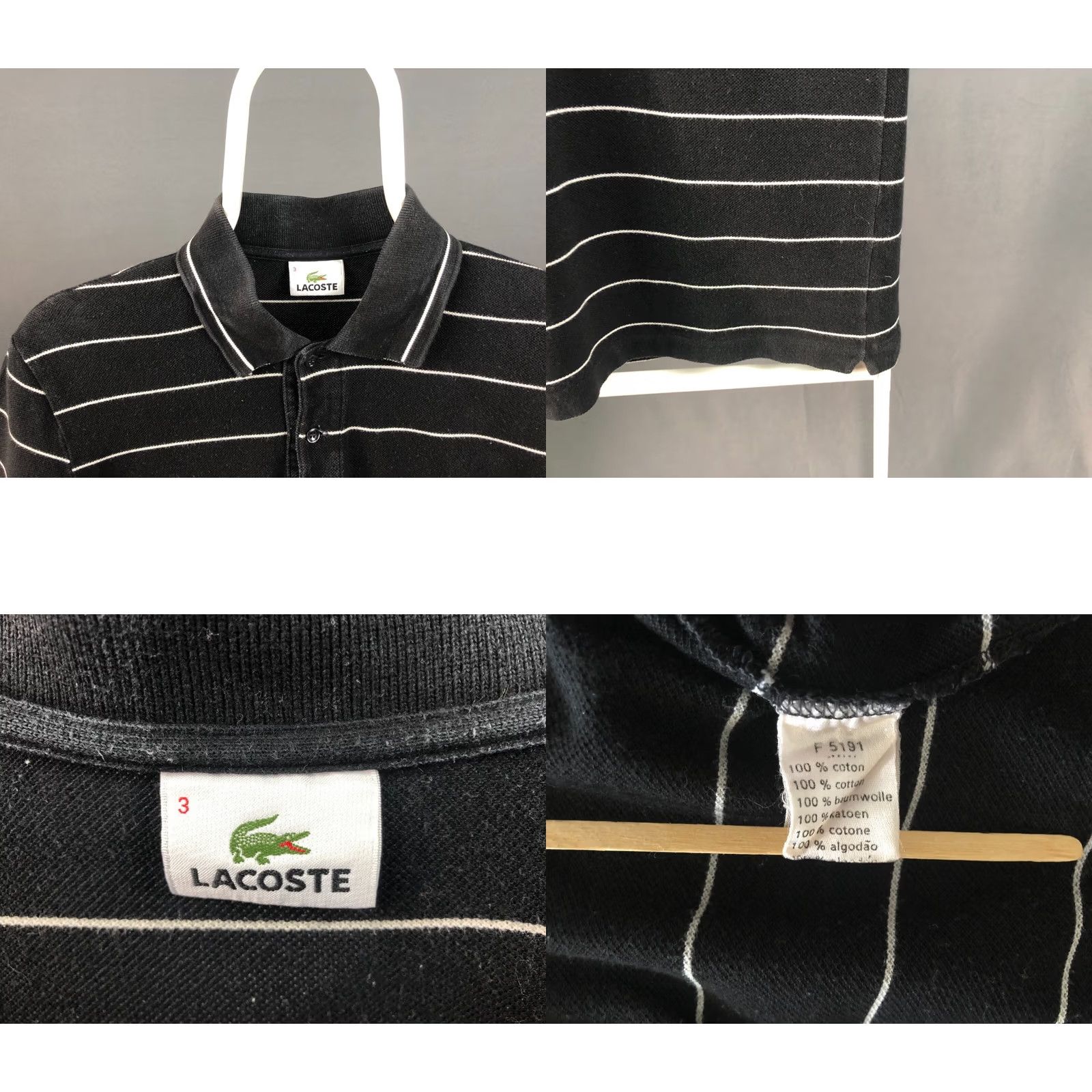 Lacoste Lacoste Polo Shirt Men’s Size 3 Black Striped Short Sleeve Collared 100% Cotton Jersey Embroidered Logo Classic Vintage: No Size US S / EU 44-46 / 1 - 8 Thumbnail