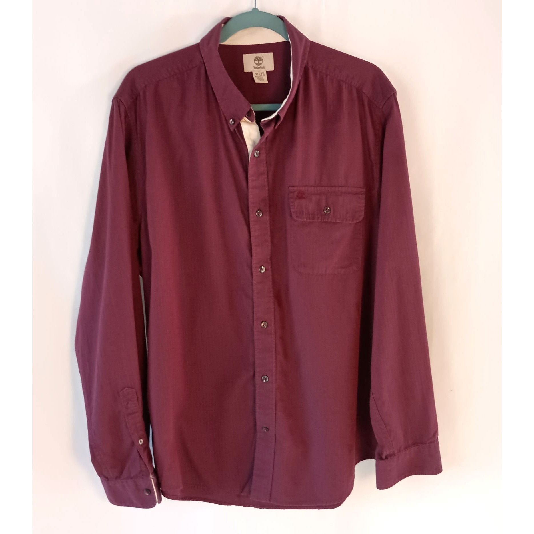 Timberland Timberland Men’s Long Sleeve Button Front Shirt XL Wine Red Size US XL / EU 56 / 4 - 1 Thumbnail