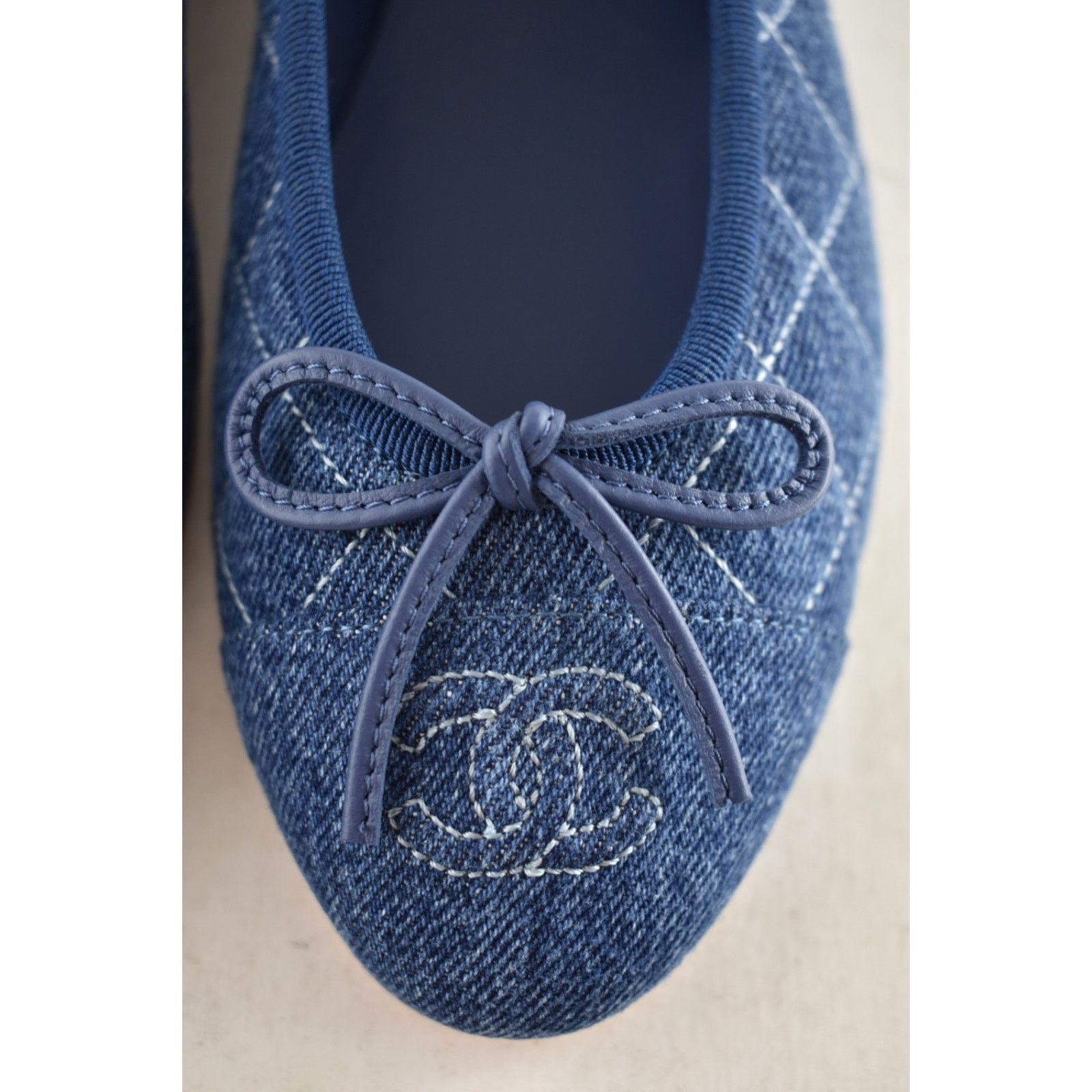 Chanel Chanel Denim Blue Quilted CC Bow Ballet Flat 41.5 Size US 11.5 / IT 41.5 - 10 Thumbnail
